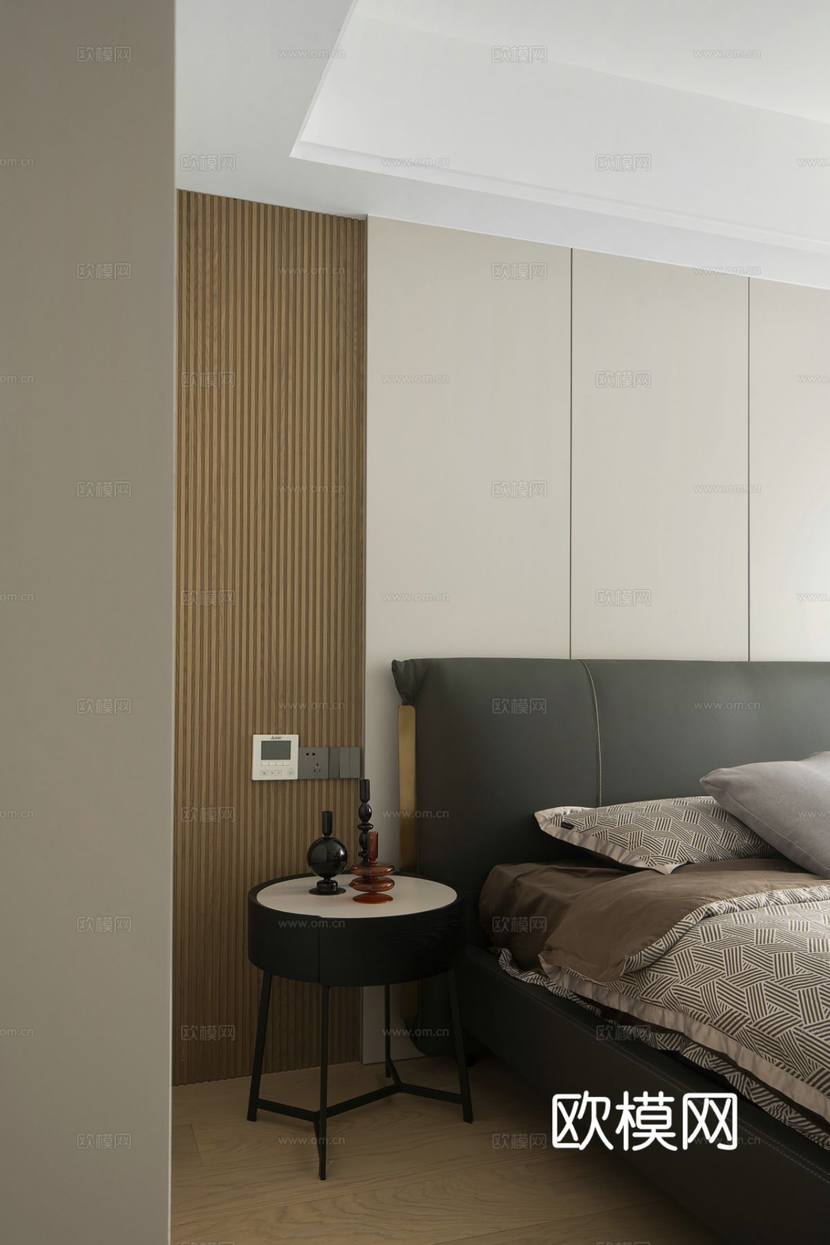 现代家装设计 客厅卧室餐厅 黑白灰 公寓效果图下载（渲染图9）