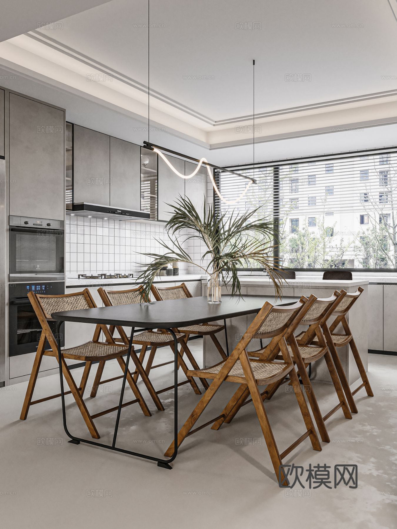 奶油风家装效果图客厅卧室餐厅 黑白灰极简效果图下载（渲染图9）