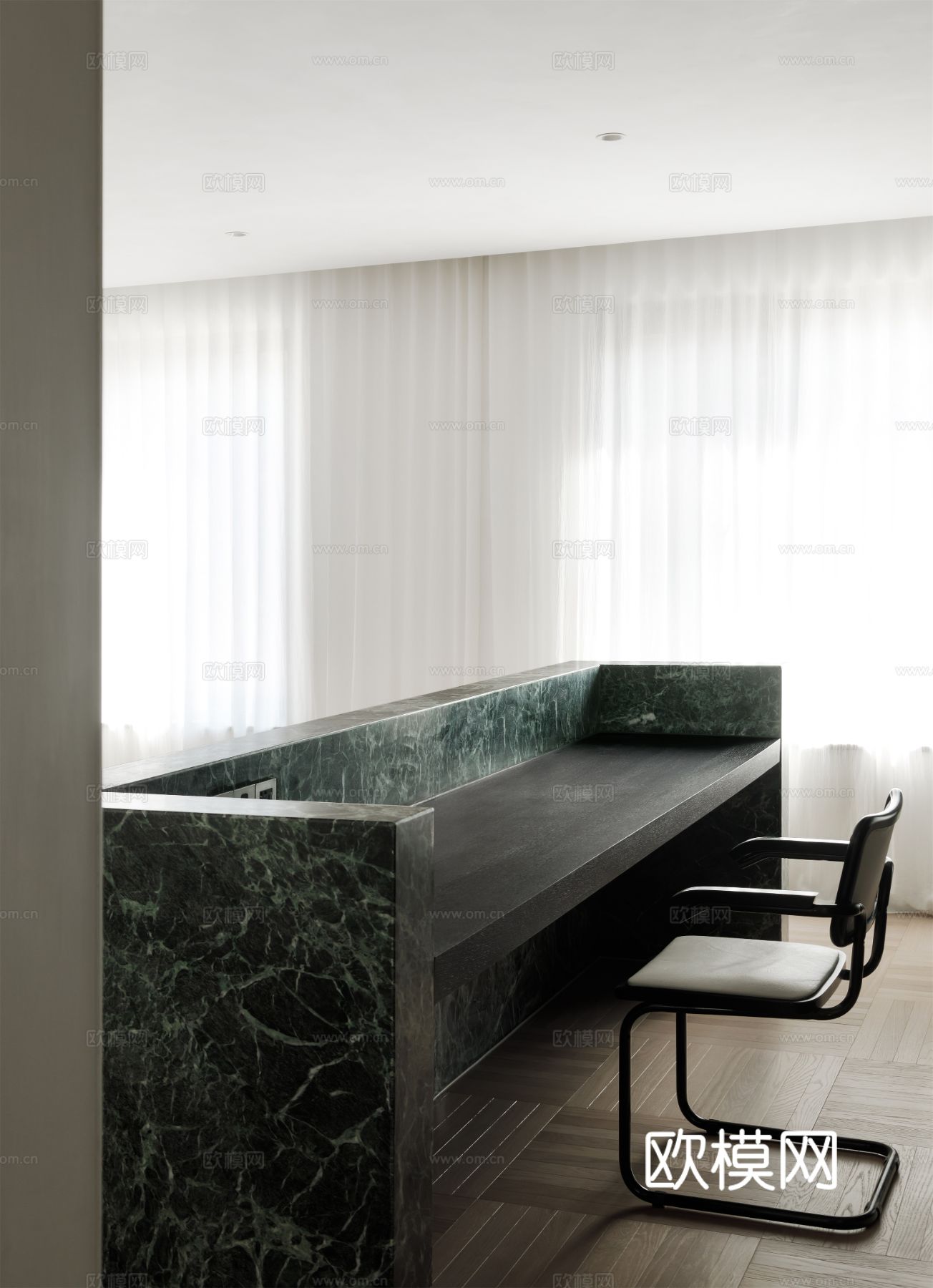 现代家装效果图 客厅卧室餐厅 高级黑白灰 纯净至简效果图下载（渲染图11）