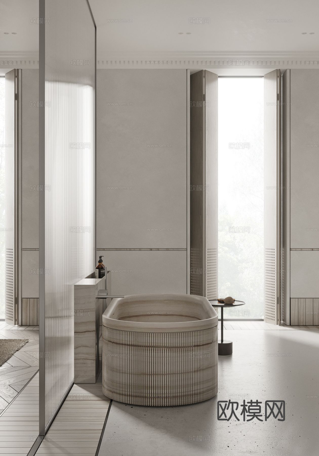 奶油风家装效果图 客厅卧室餐厅 黑白灰极简效果图下载（渲染图6）