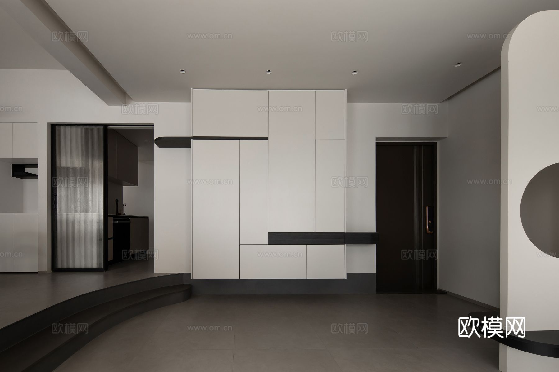 现代家装效果图 客厅卧室餐厅 高级黑白灰效果图下载（渲染图5）