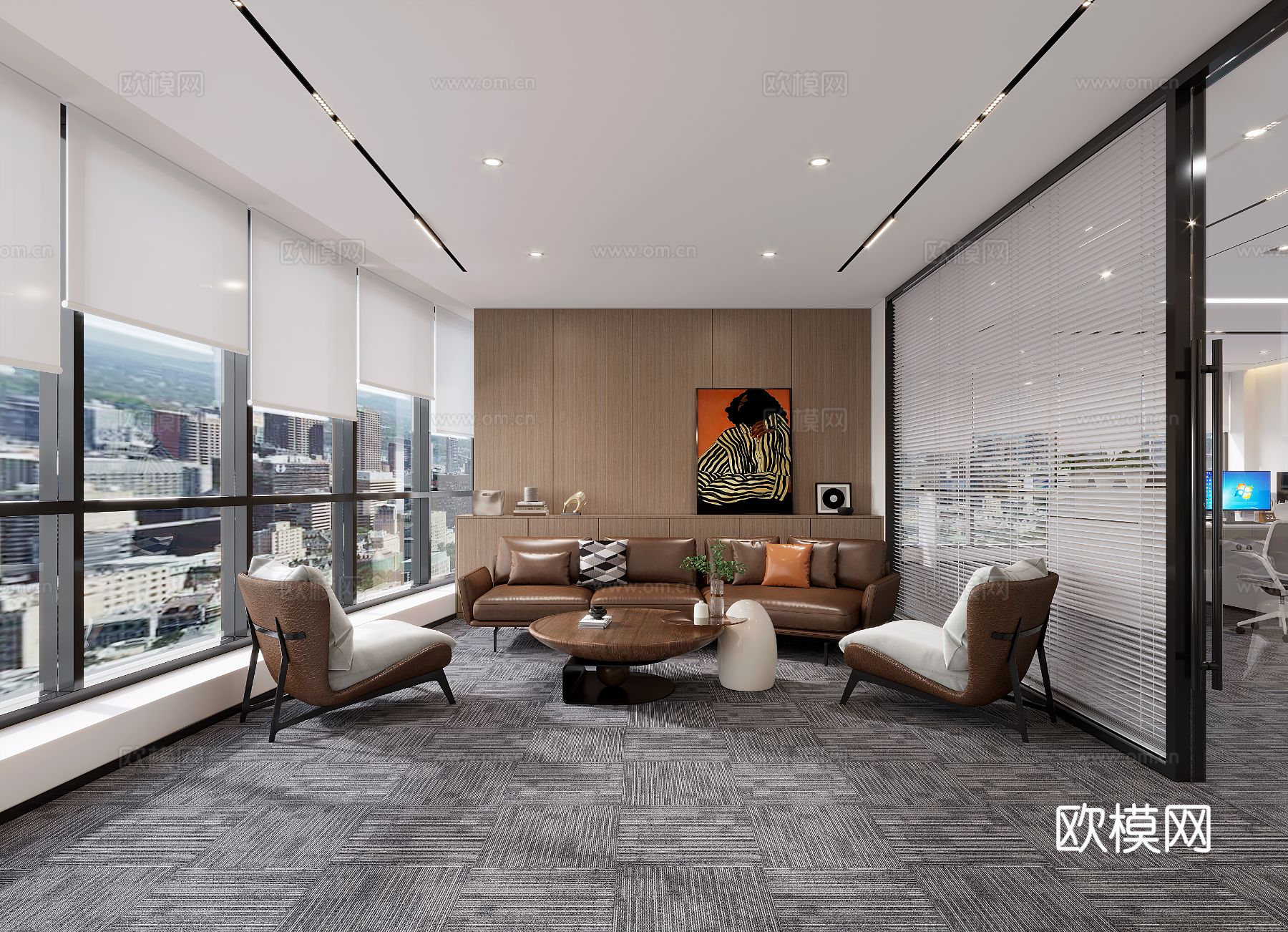 现代办公室装修效果图下载（渲染图4）