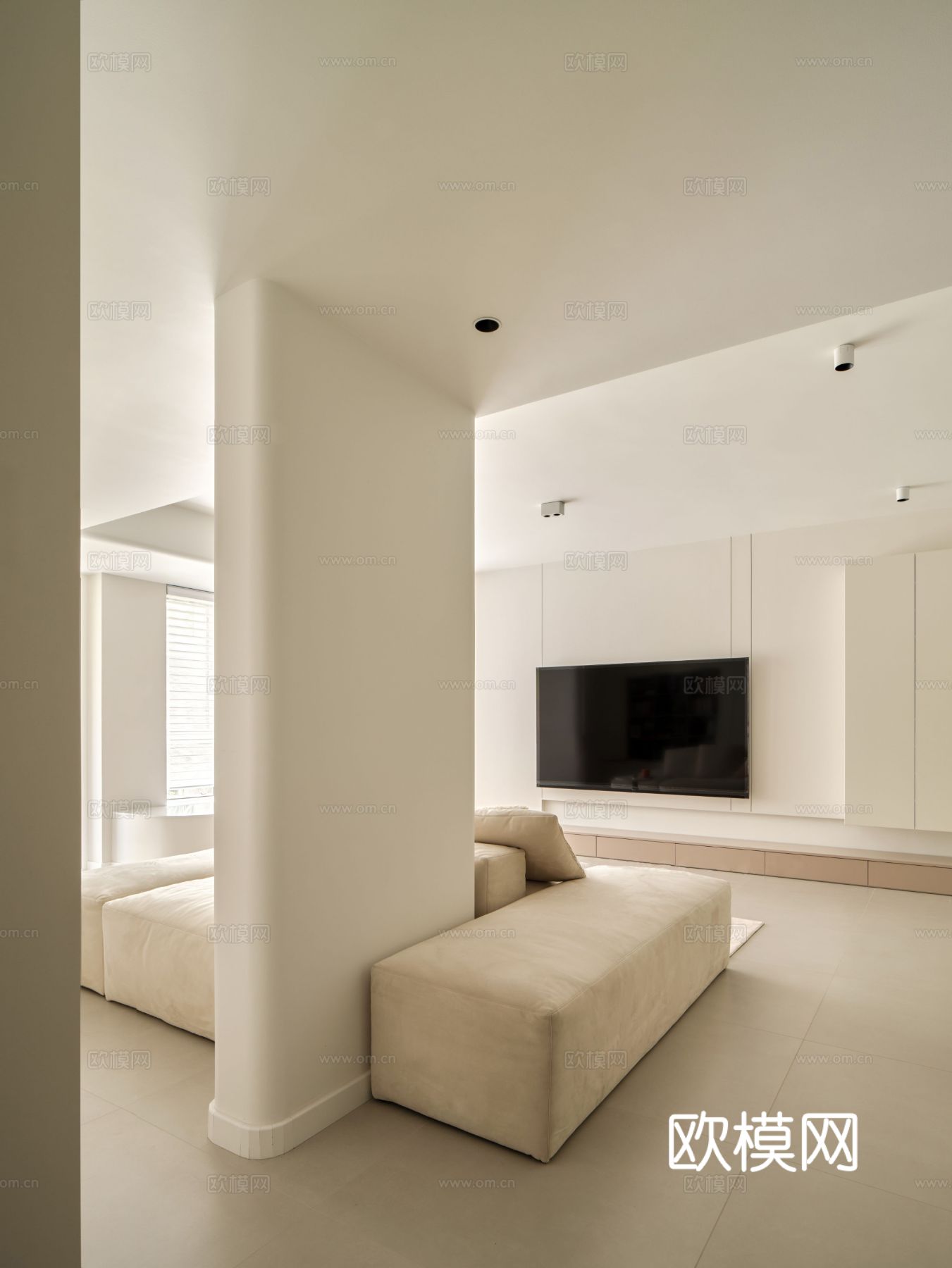 现代家装设计 客厅卧室餐厅 黑白灰 公寓效果图效果图下载（渲染图3）