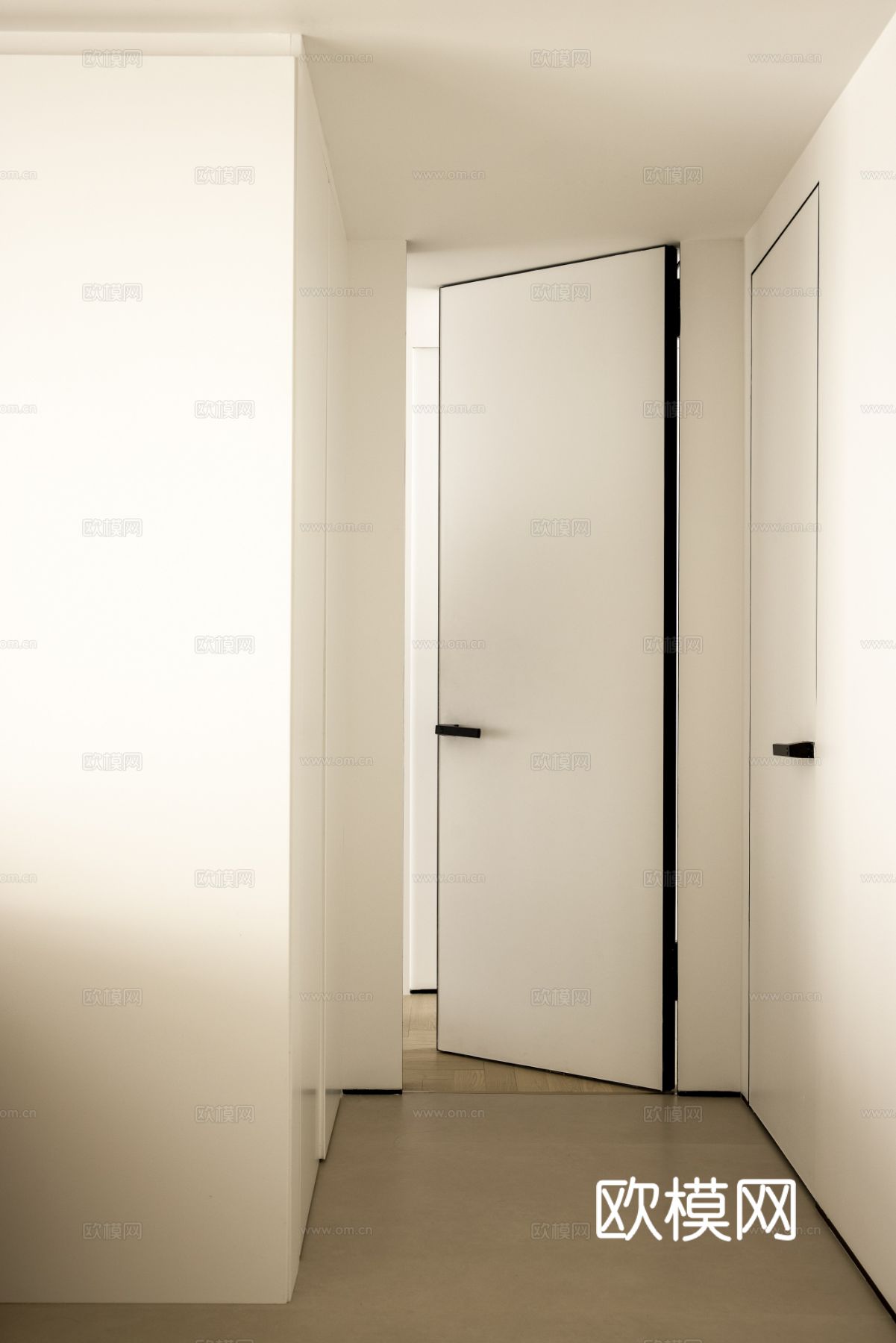 奶油风家装设计 客厅卧室餐厅 黑白灰 公寓效果图下载（渲染图8）