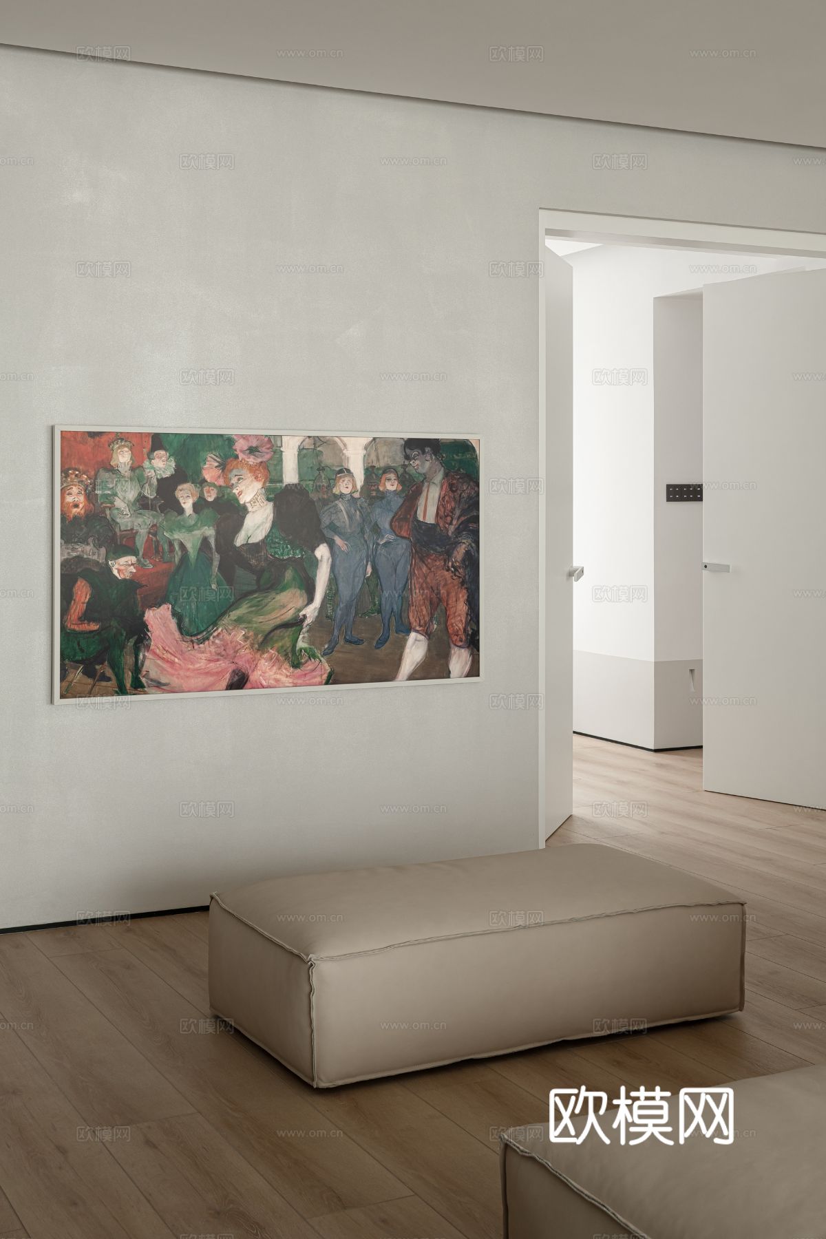 现代家装效果图 客厅卧室餐厅 高级黑白灰效果图下载（渲染图4）