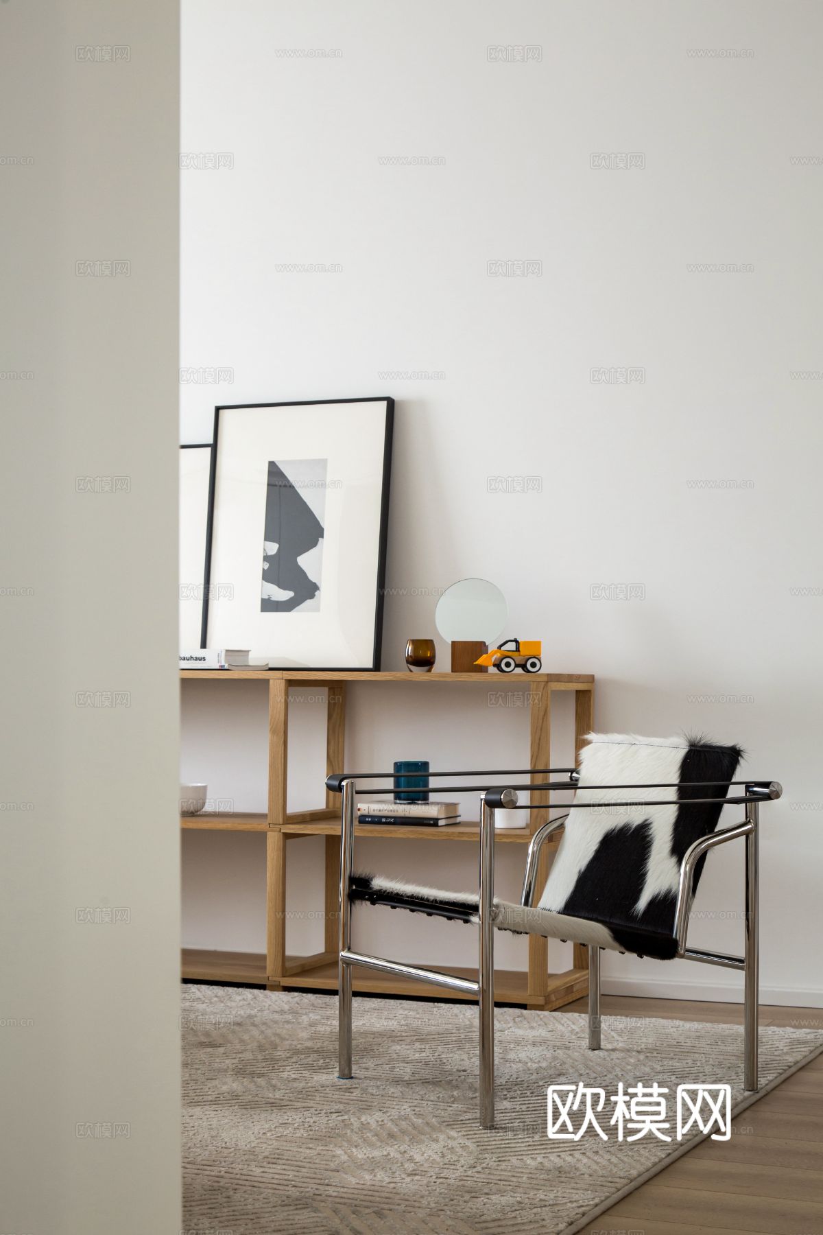 原木效果图客厅卧室餐厅 黑白灰极简效果图下载（渲染图11）