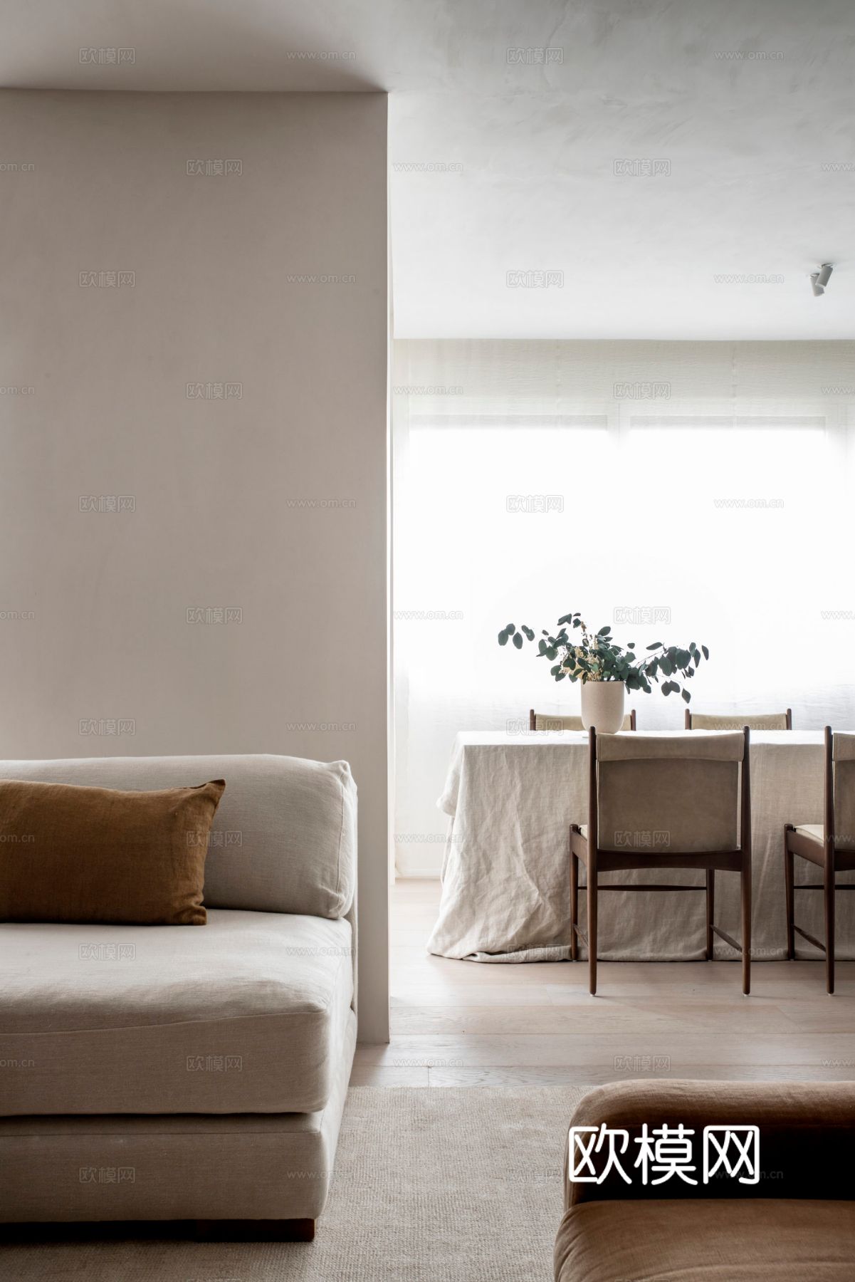 现代简约小户型 公寓家装效果图 客厅卧室餐厅 黑白灰效果图下载（渲染图3）