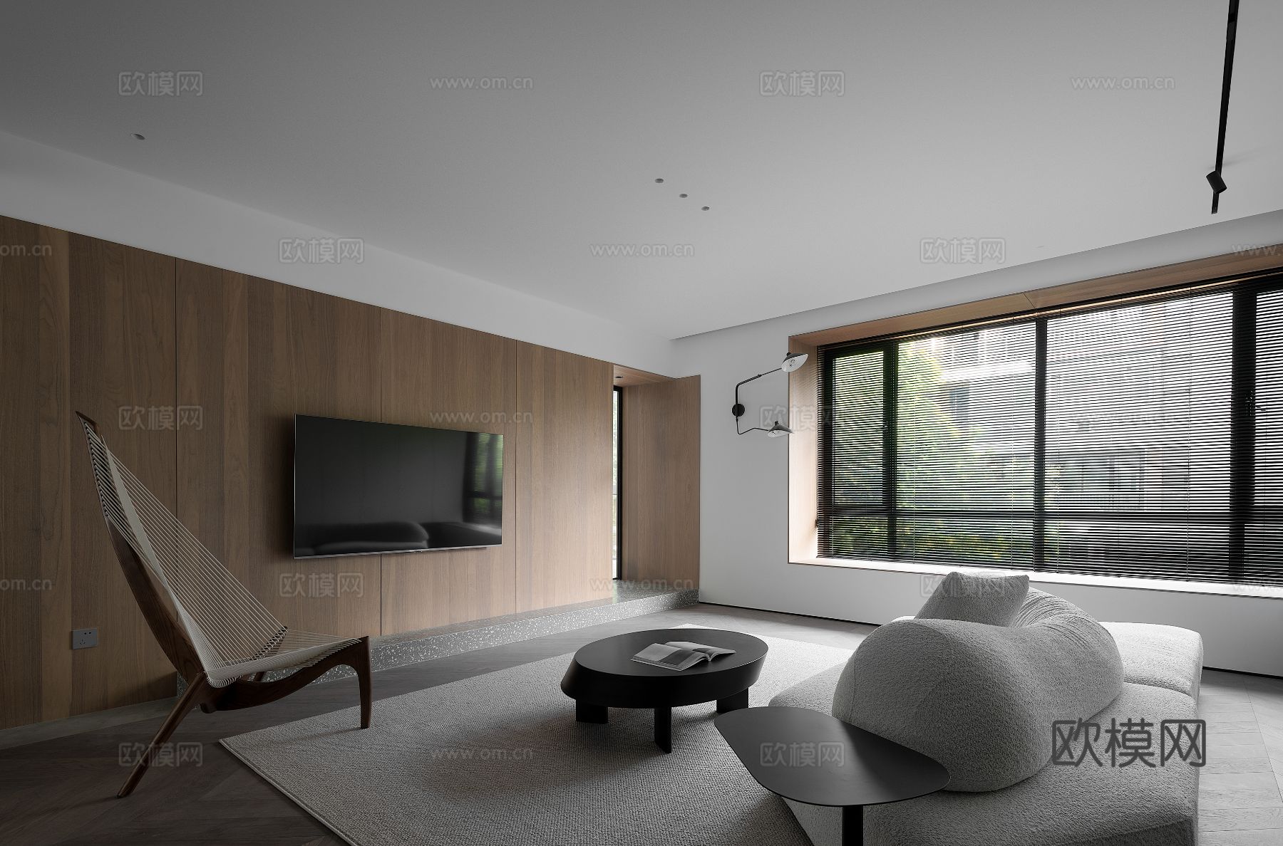 现代家装效果图 客厅卧室餐厅 高级黑白灰效果图下载（渲染图13）