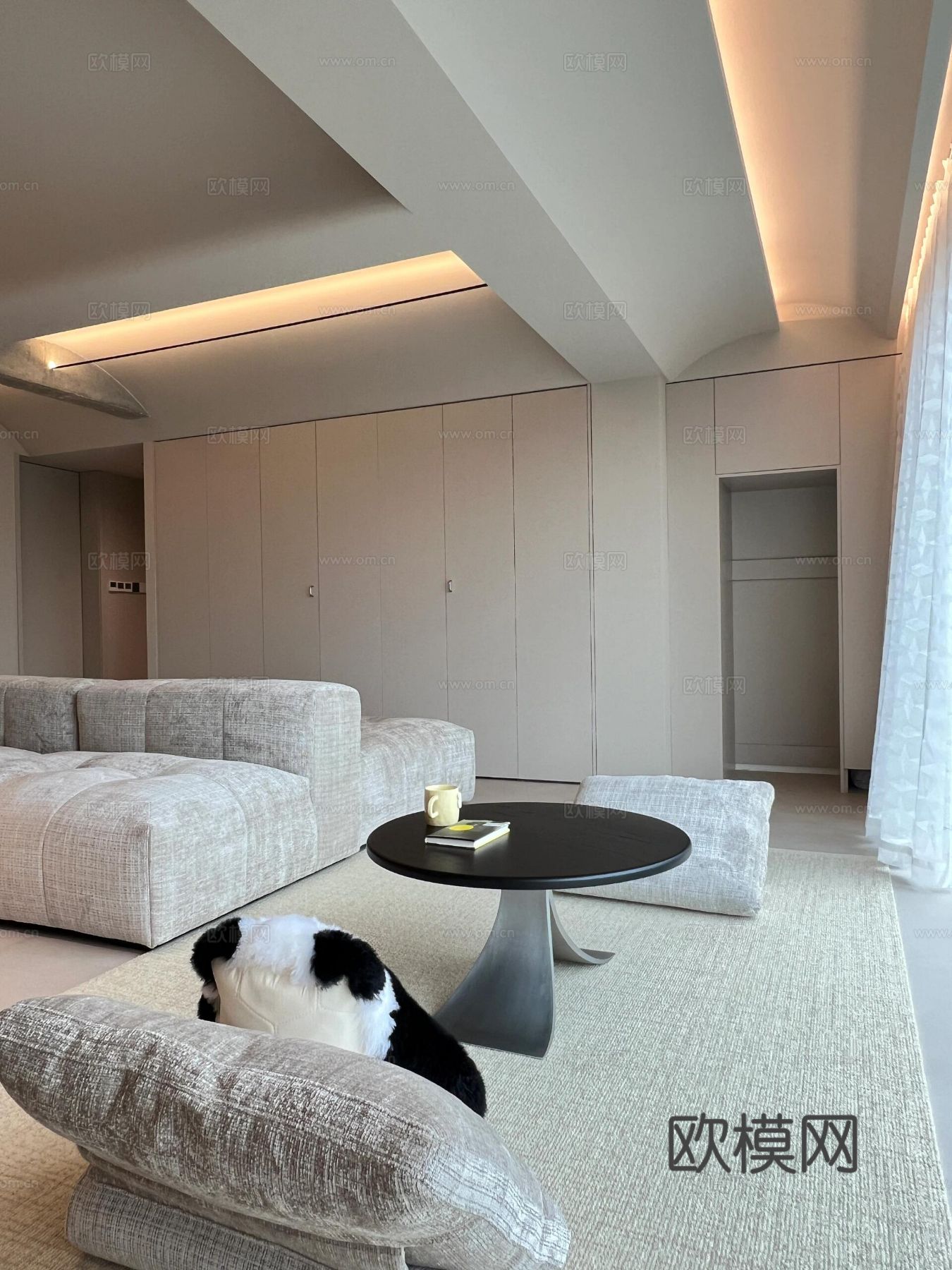 现代家装设计 客厅卧室餐厅 黑白灰 公寓效果图下载（渲染图10）