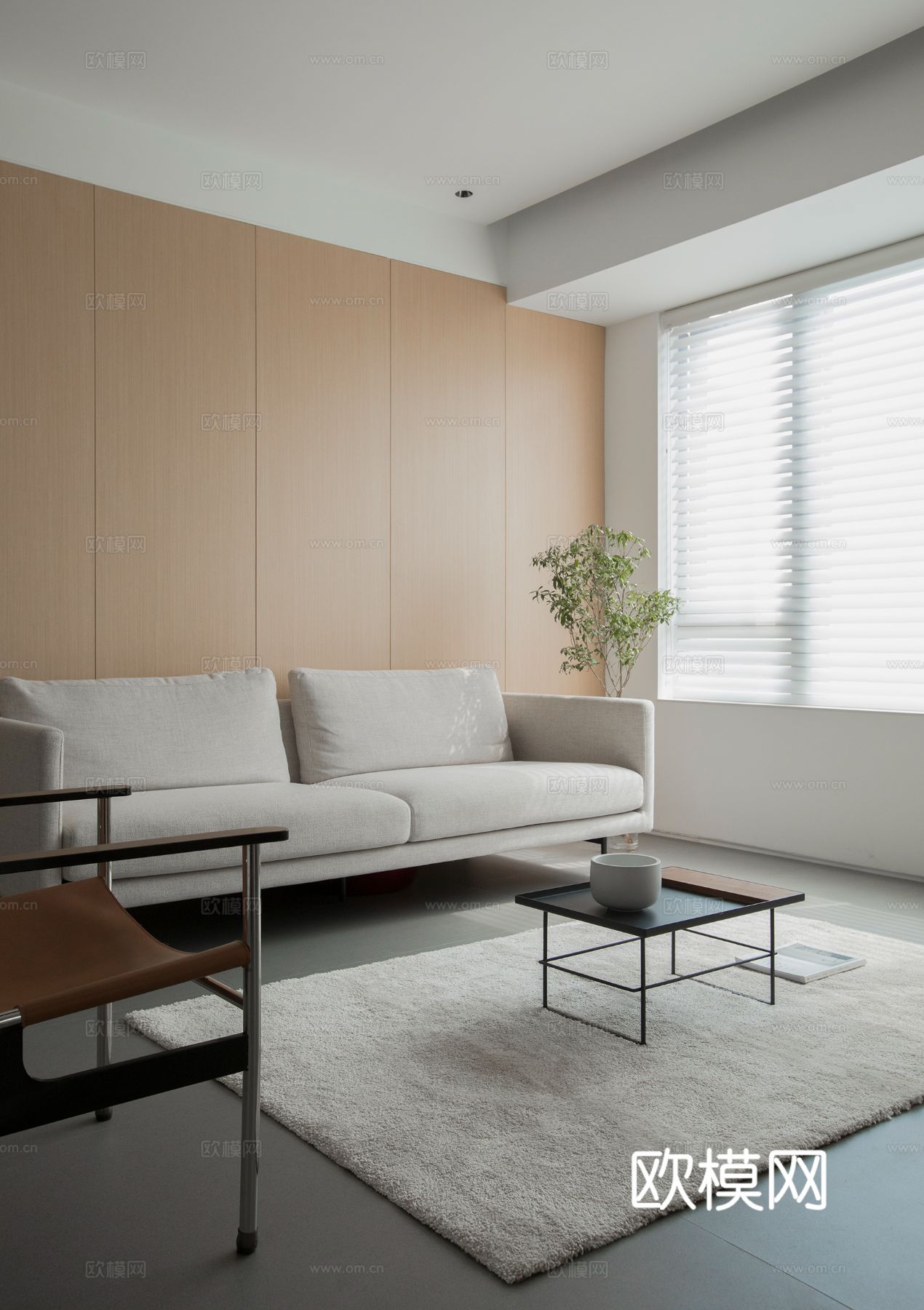 原木奶油风家装设计客厅卧室餐厅 高级灰  极简效果图下载（渲染图10）