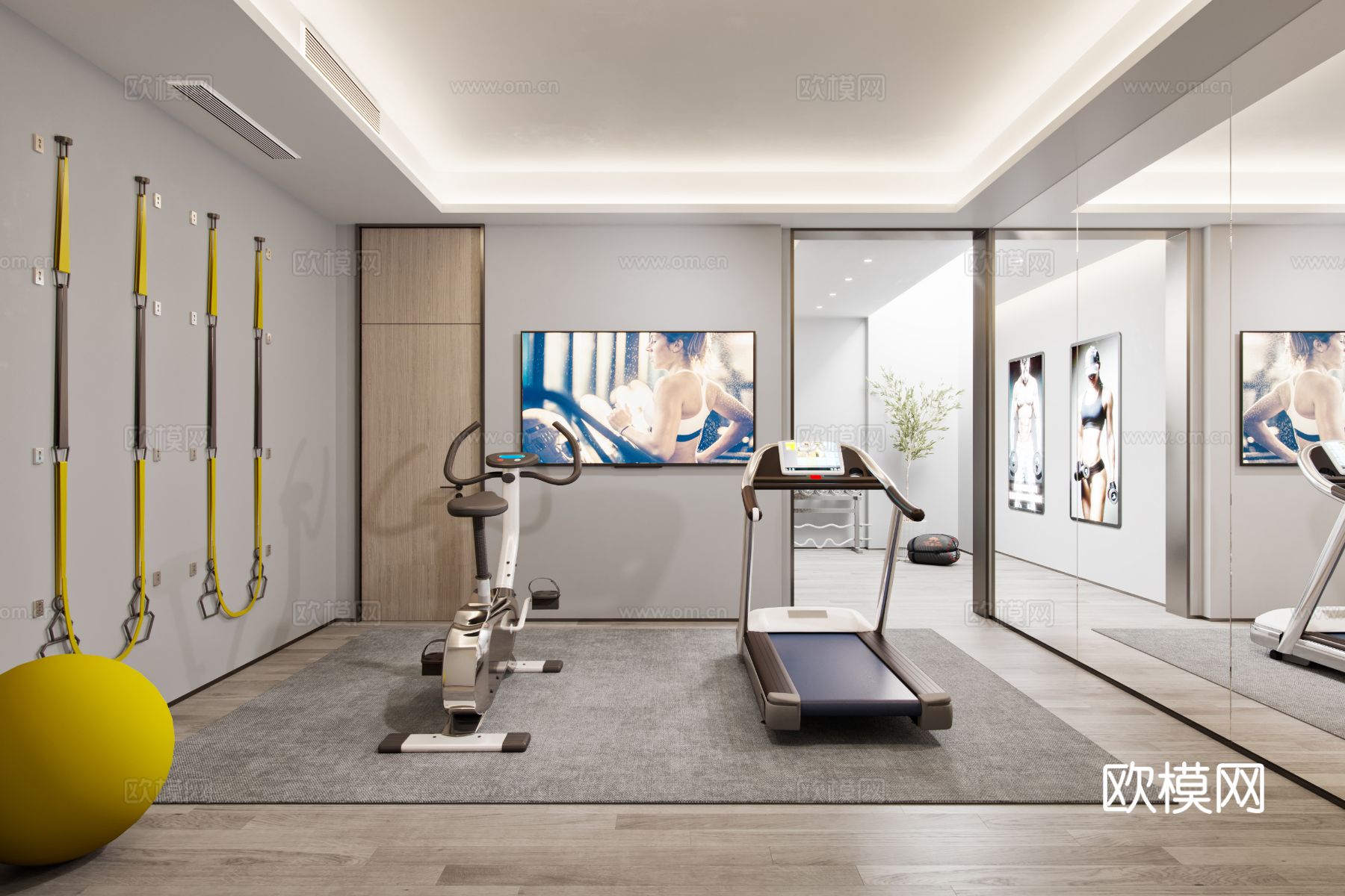 奶油风家装效果图客厅卧室餐厅 黑白灰极简效果图下载（渲染图14）