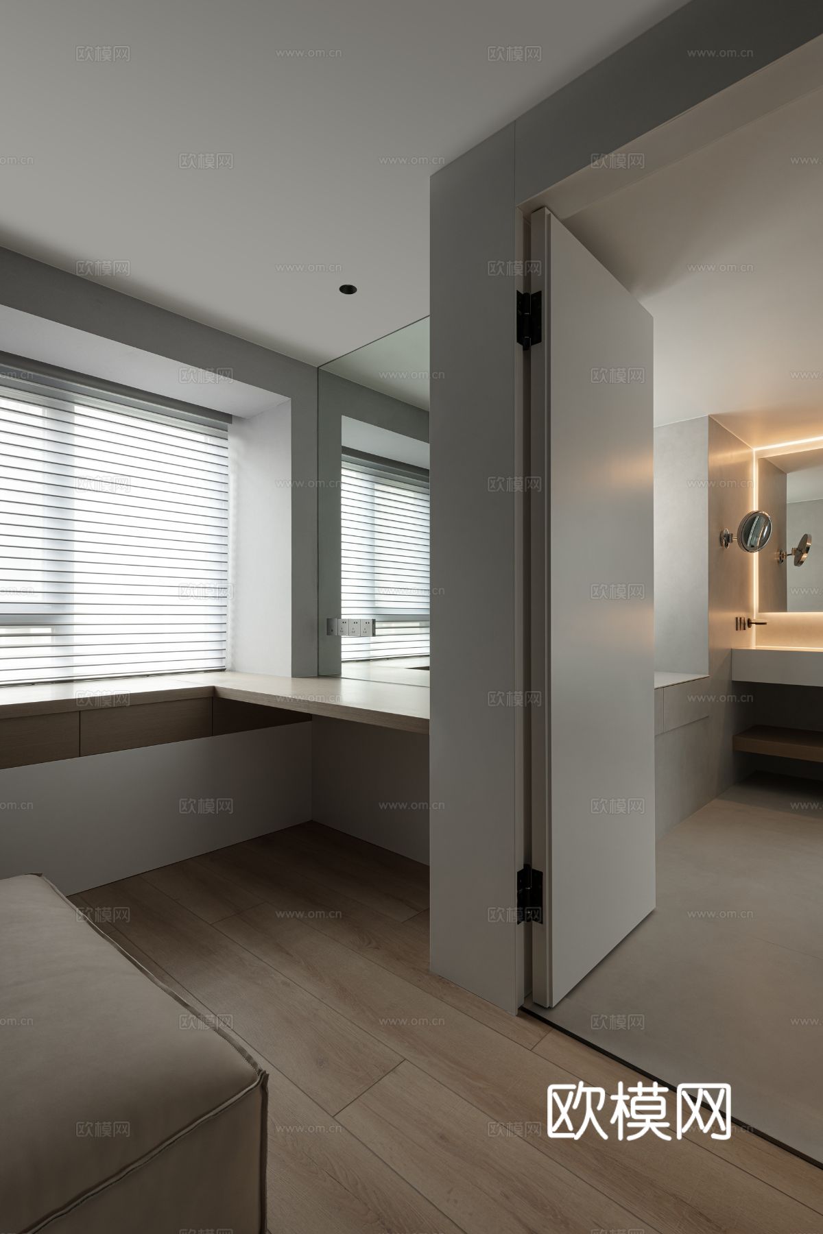 现代家装效果图 客厅卧室餐厅 高级黑白灰效果图下载（渲染图8）