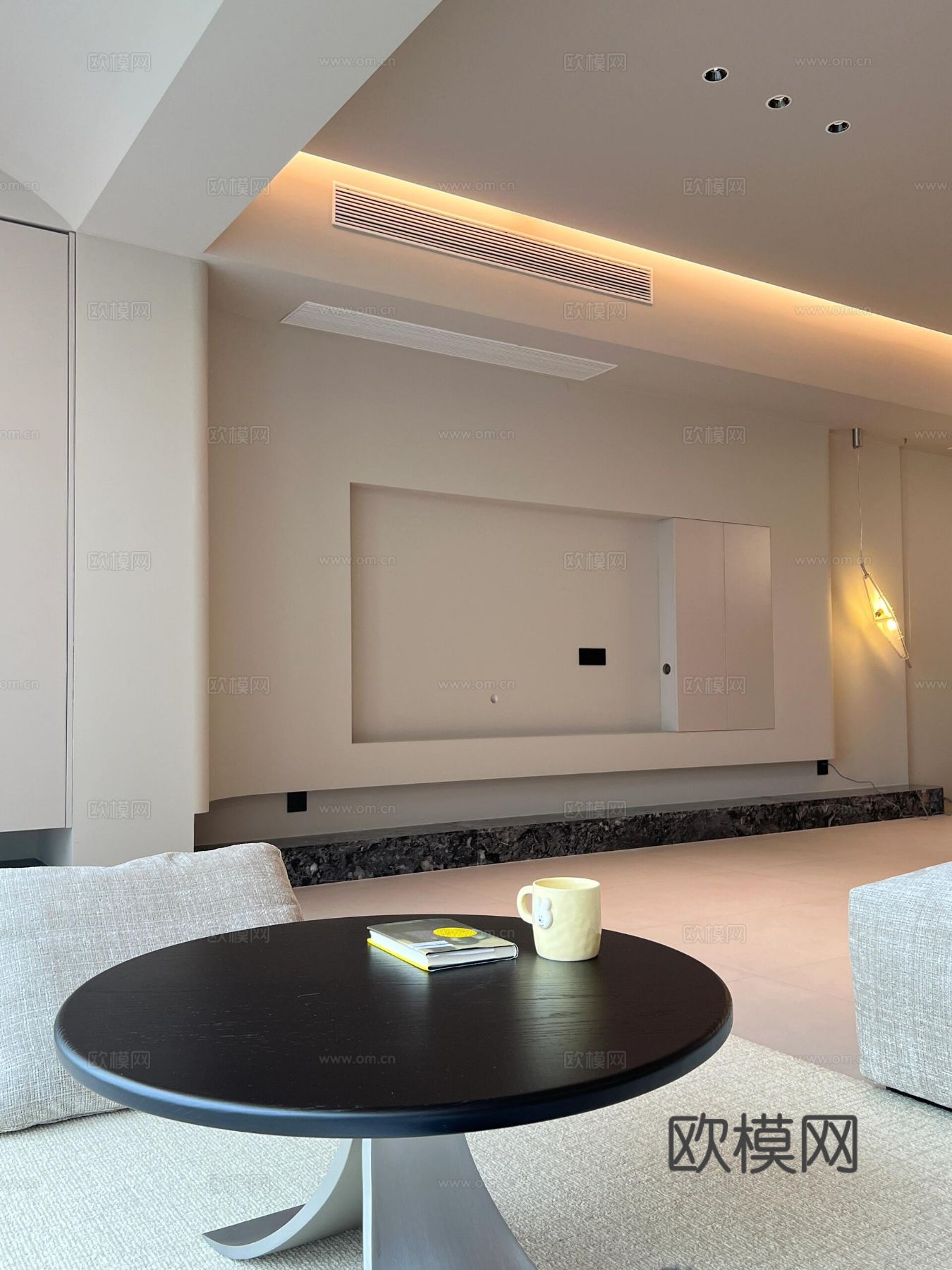 现代家装设计 客厅卧室餐厅 黑白灰 公寓效果图下载（渲染图9）