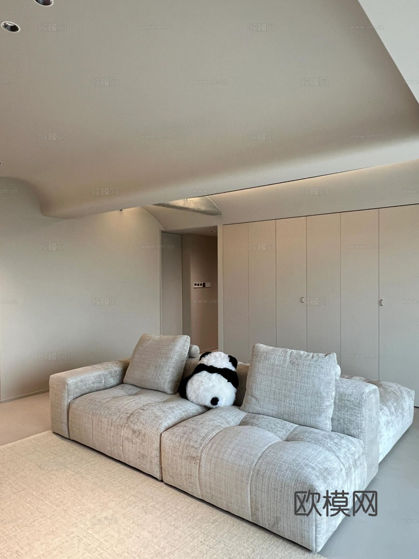 现代家装设计 客厅卧室餐厅 黑白灰 公寓效果图下载（渲染图4）