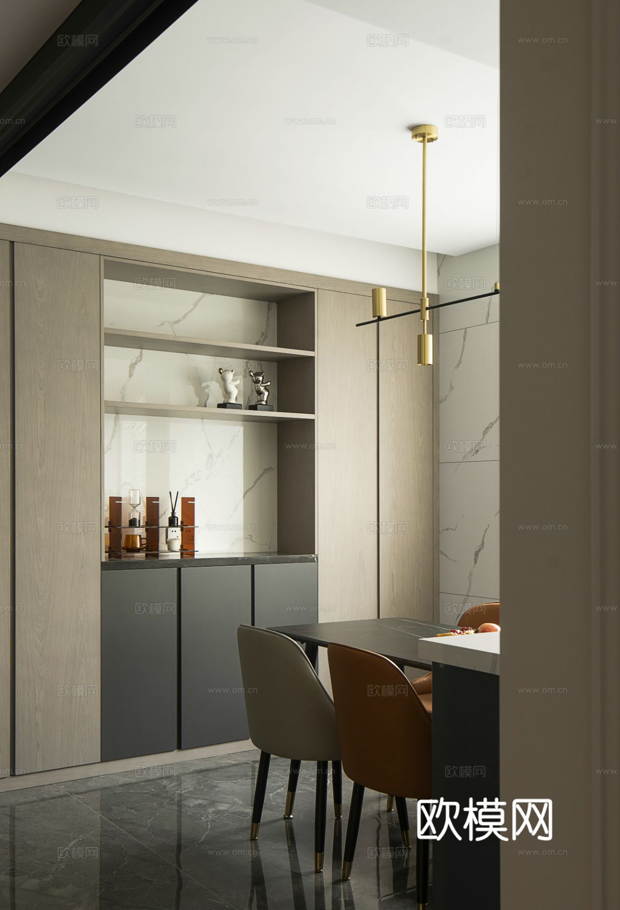 现代家装设计 客厅卧室餐厅 黑白灰 公寓效果图下载（渲染图13）