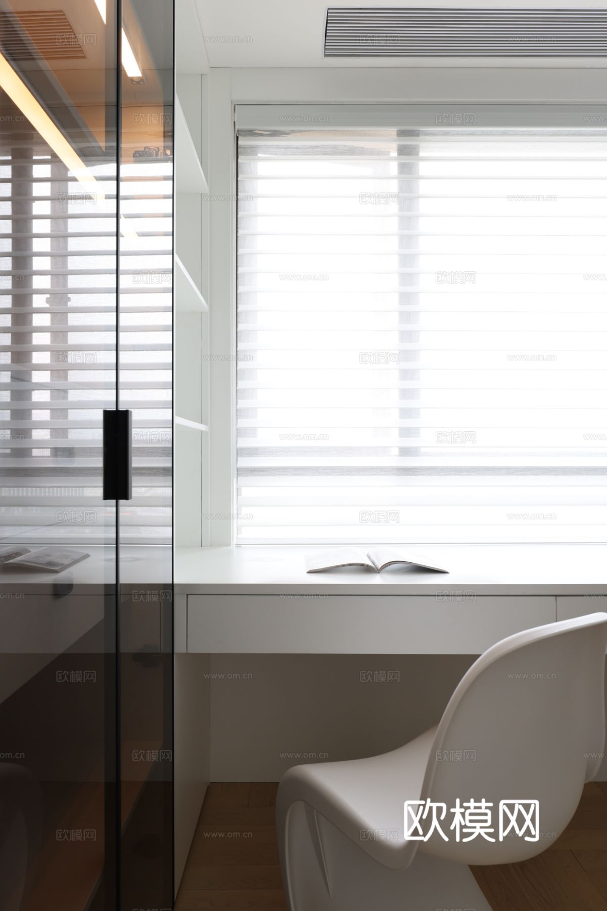 奶油风家装设计 客厅卧室餐厅 黑白灰 公寓效果图下载（渲染图10）