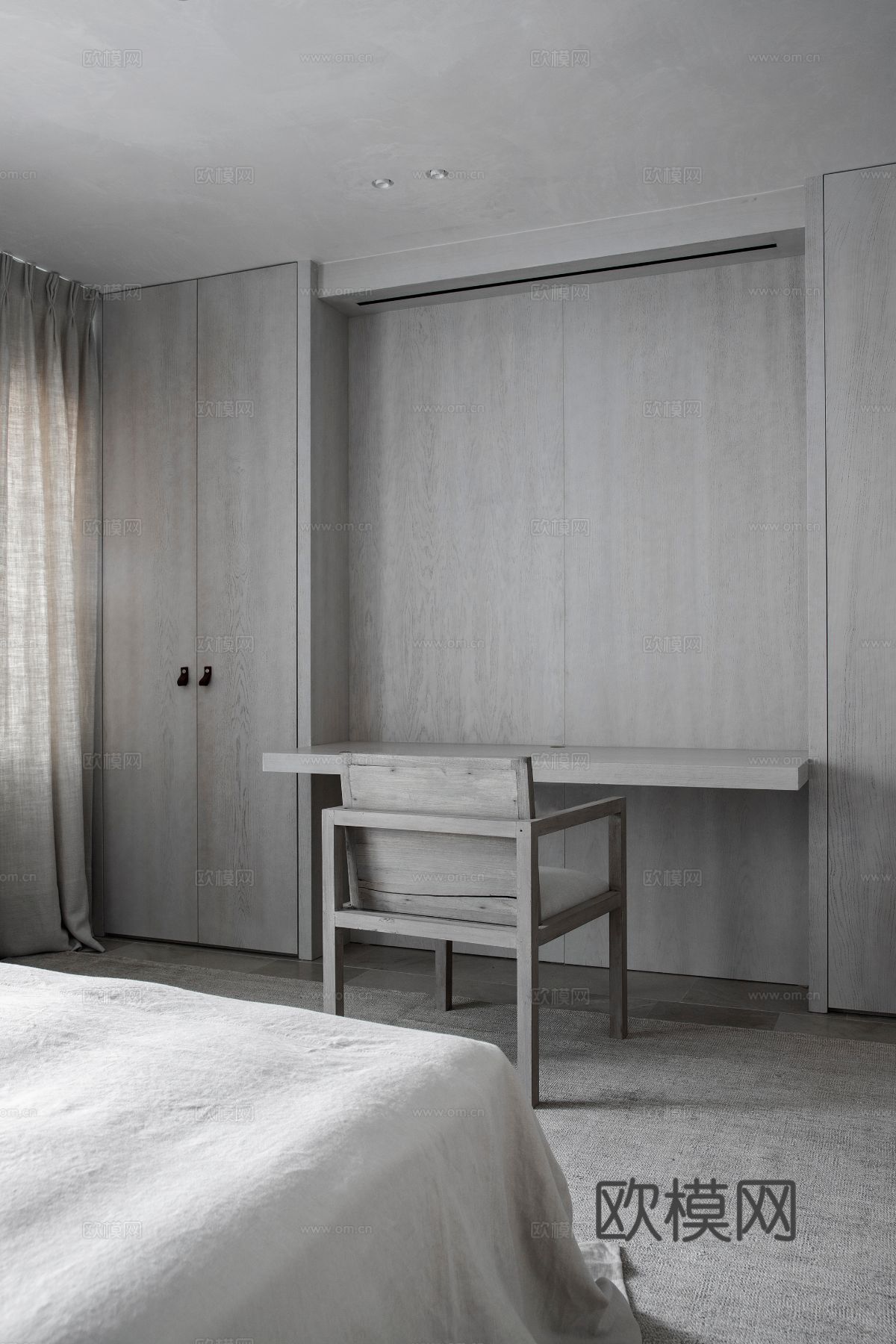 现代小户型简约家装效果图 客厅卧室餐厅 黑白灰效果图下载（渲染图15）