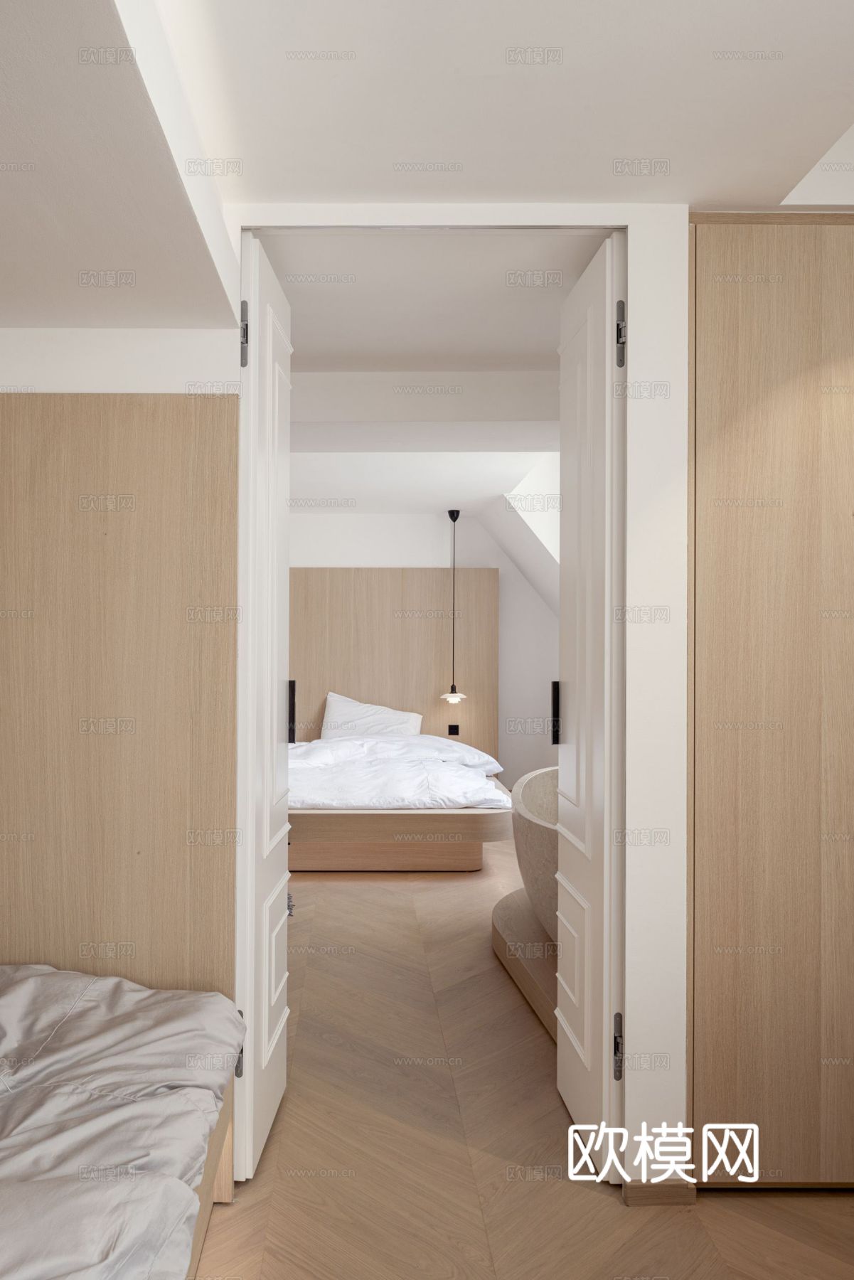 奶油风家装效果图客厅卧室餐厅 黑白灰极简效果图下载（渲染图8）