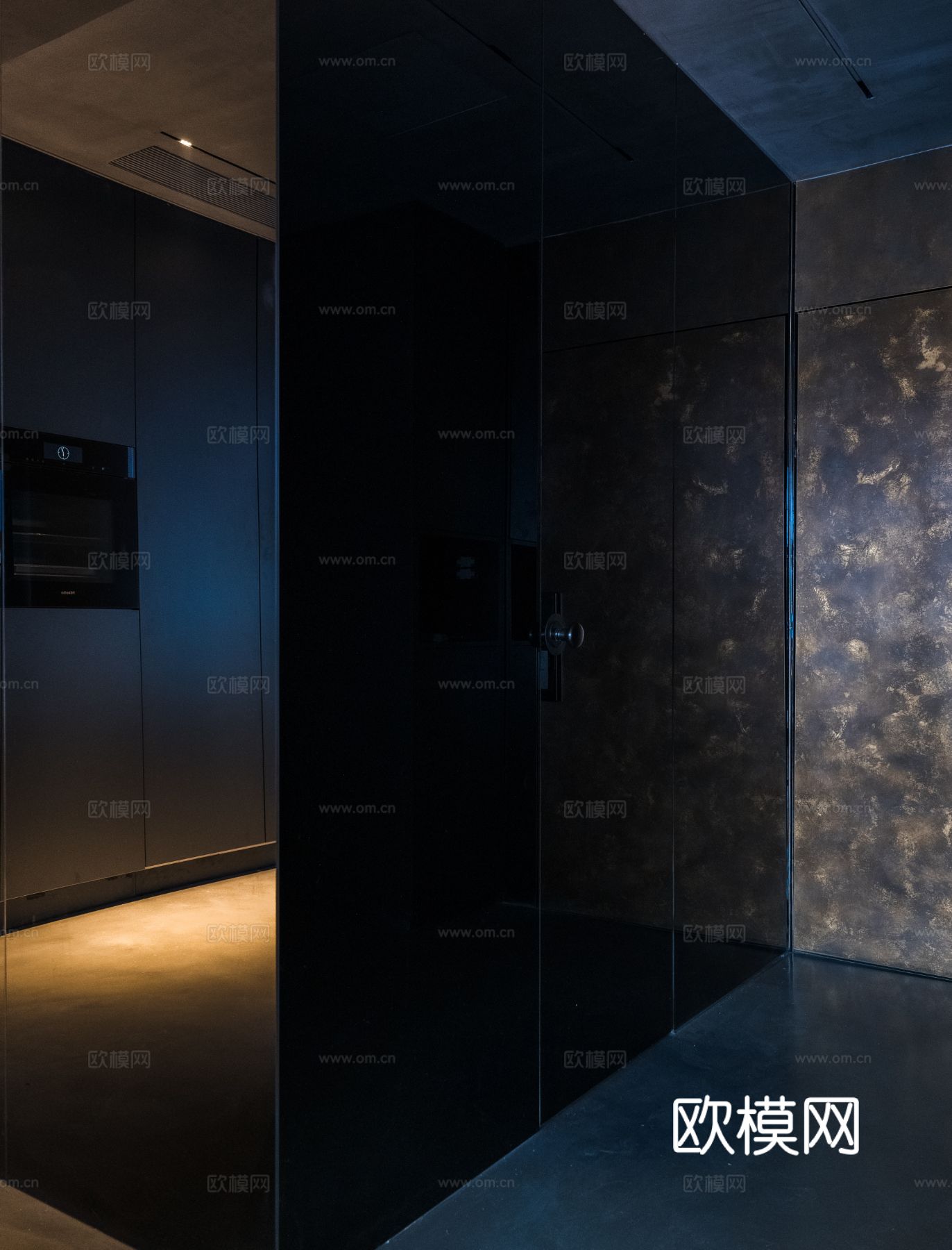 现代家装效果图客厅卧室餐厅 黑白灰极简效果图下载（渲染图14）