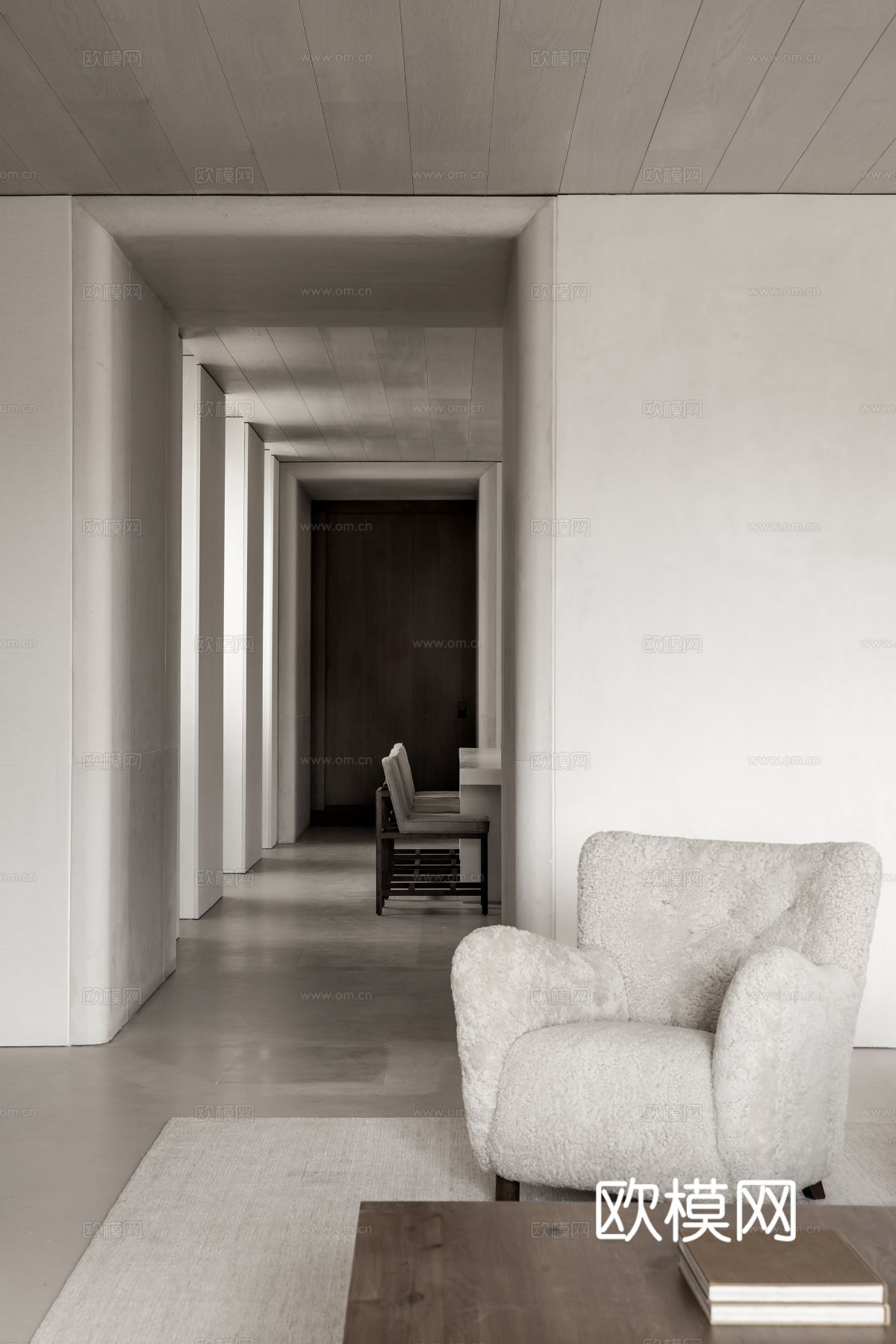 现代简约家装效果图 客厅卧室餐厅 黑白灰效果图下载（渲染图2）