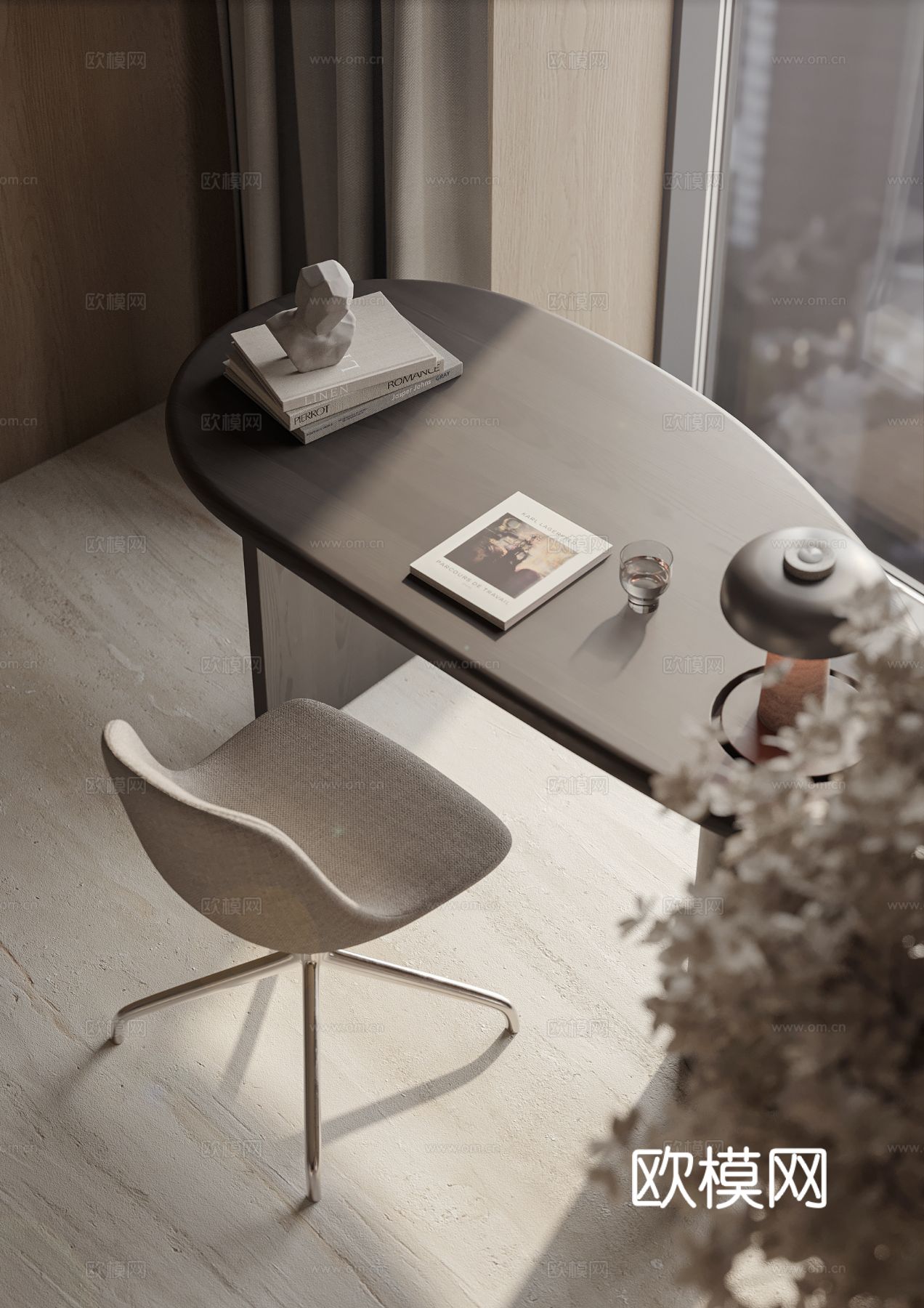 现代简约家装效果图 客厅卧室餐厅 黑自灰效果图下载（渲染图9）