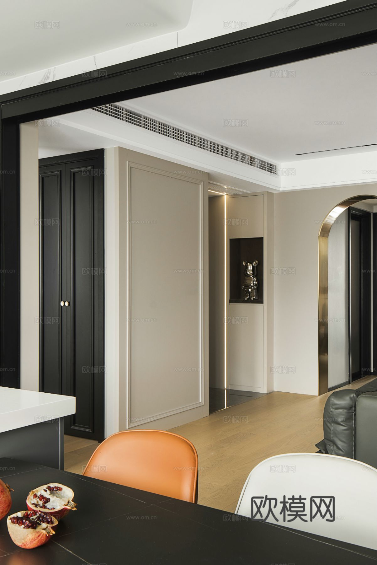 现代家装设计 客厅卧室餐厅 黑白灰 公寓效果图下载（渲染图14）
