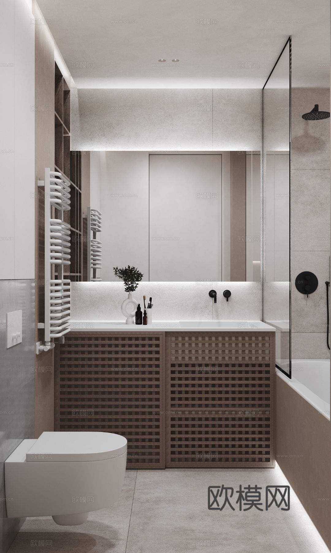 现代奶油风家装效果图客厅卧室餐厅 黑白灰极简效果图下载（渲染图2）