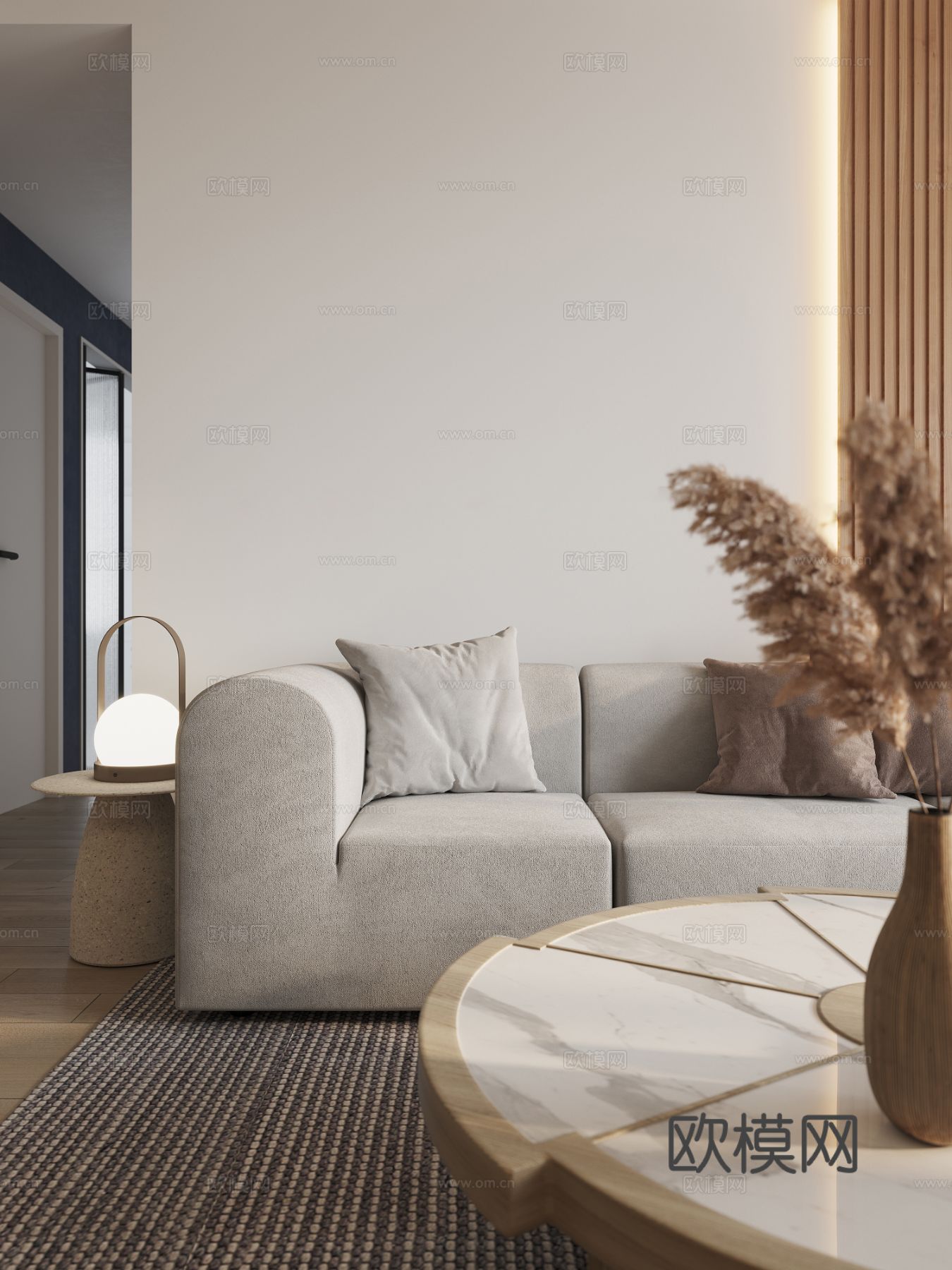 现代家装设计 客厅卧室餐厅 黑白灰 公寓效果图下载（渲染图19）