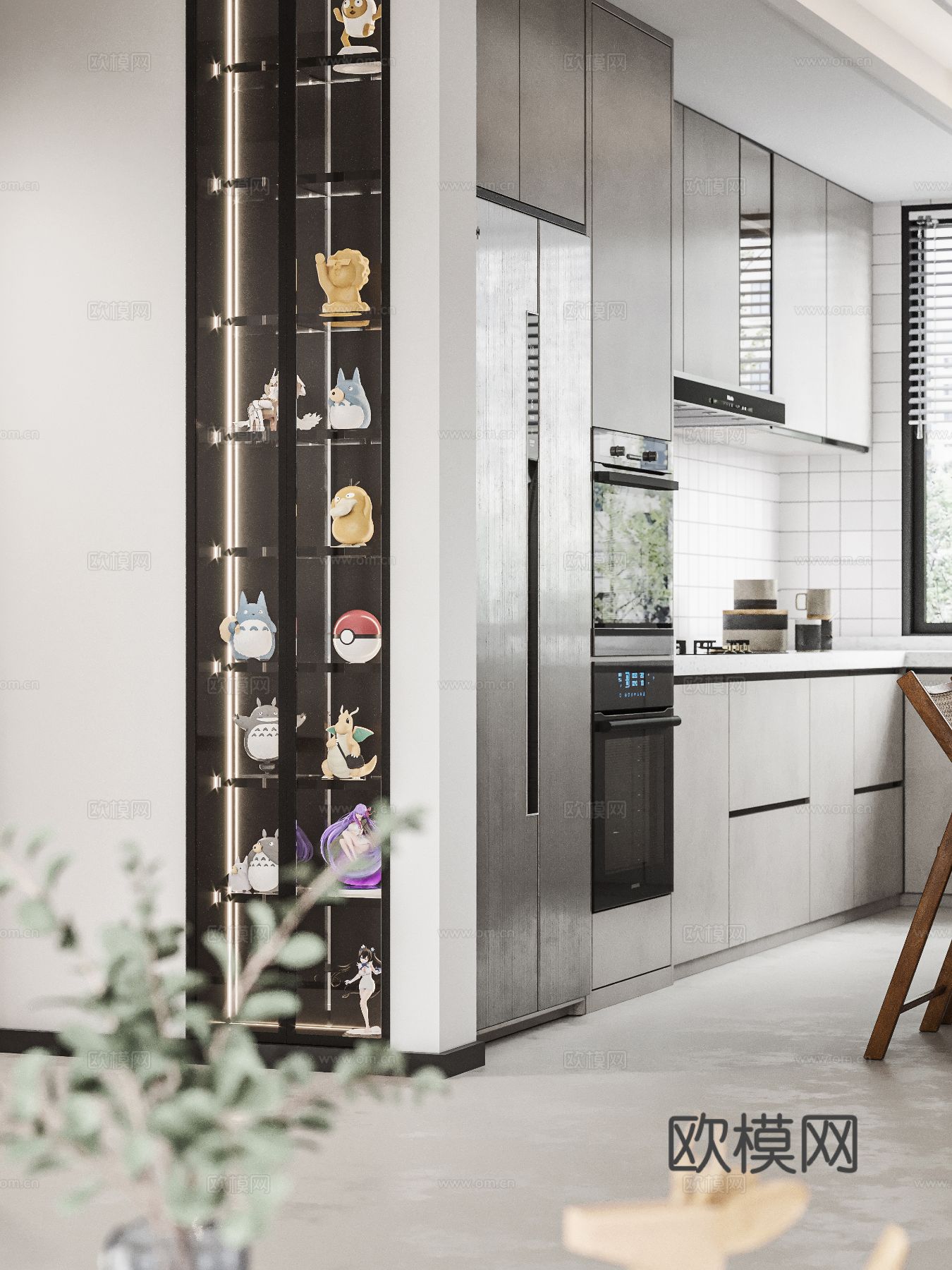 奶油风家装效果图客厅卧室餐厅 黑白灰极简效果图下载（渲染图5）