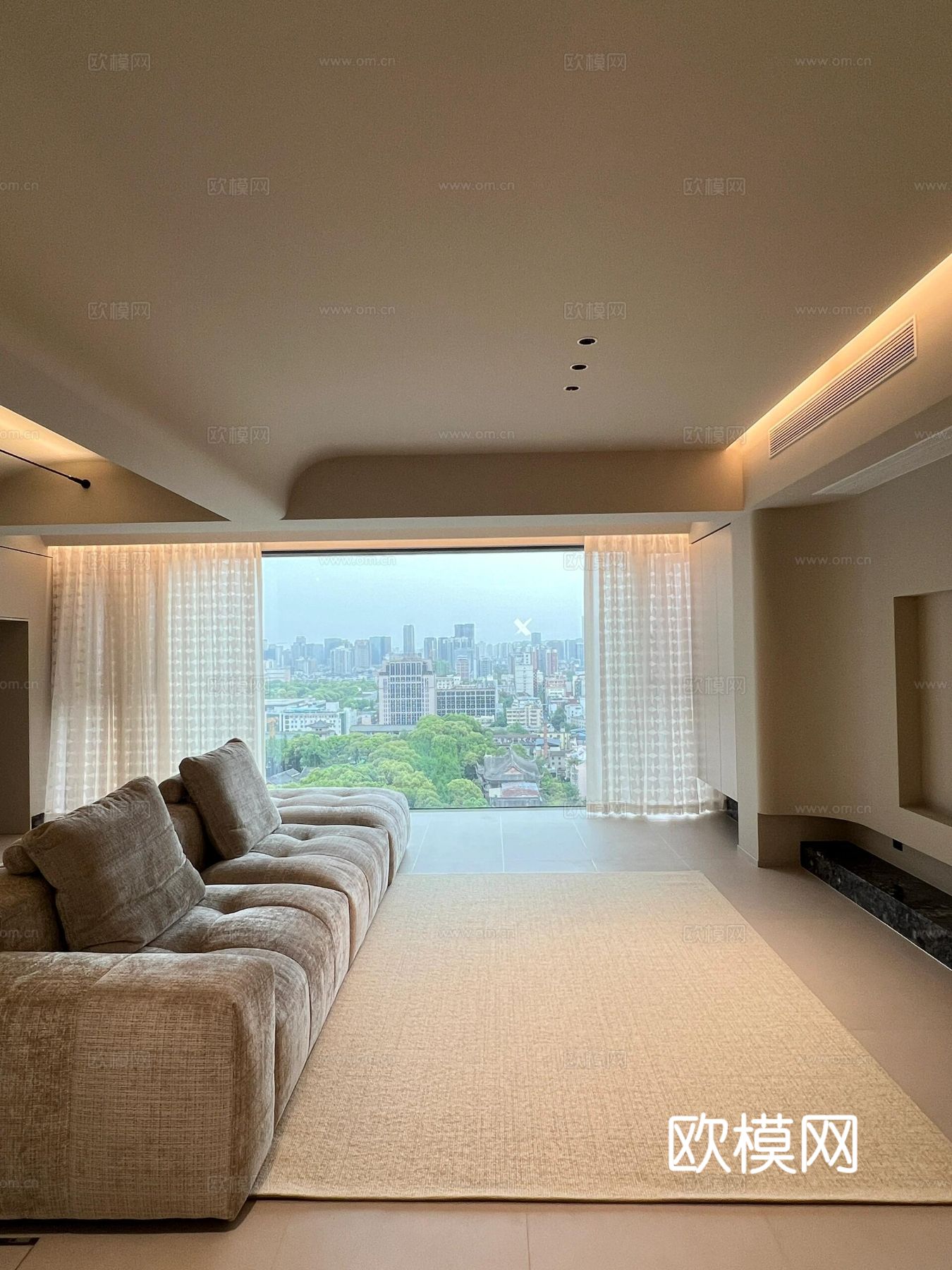 现代家装设计 客厅卧室餐厅 黑白灰 公寓效果图下载（渲染图1）