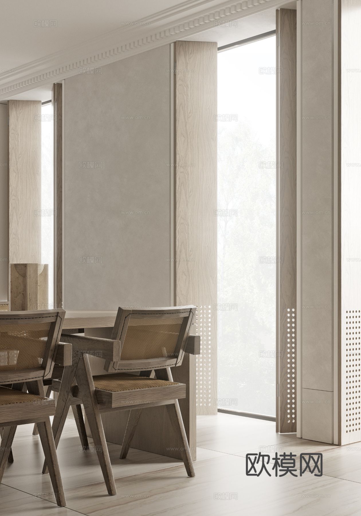 奶油风家装效果图 客厅卧室餐厅 黑白灰极简效果图下载（渲染图1）