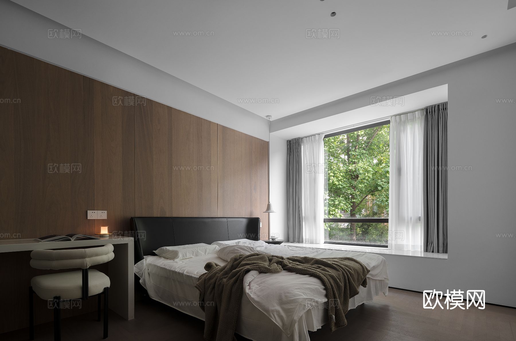 现代家装效果图 客厅卧室餐厅 高级黑白灰效果图下载（渲染图12）