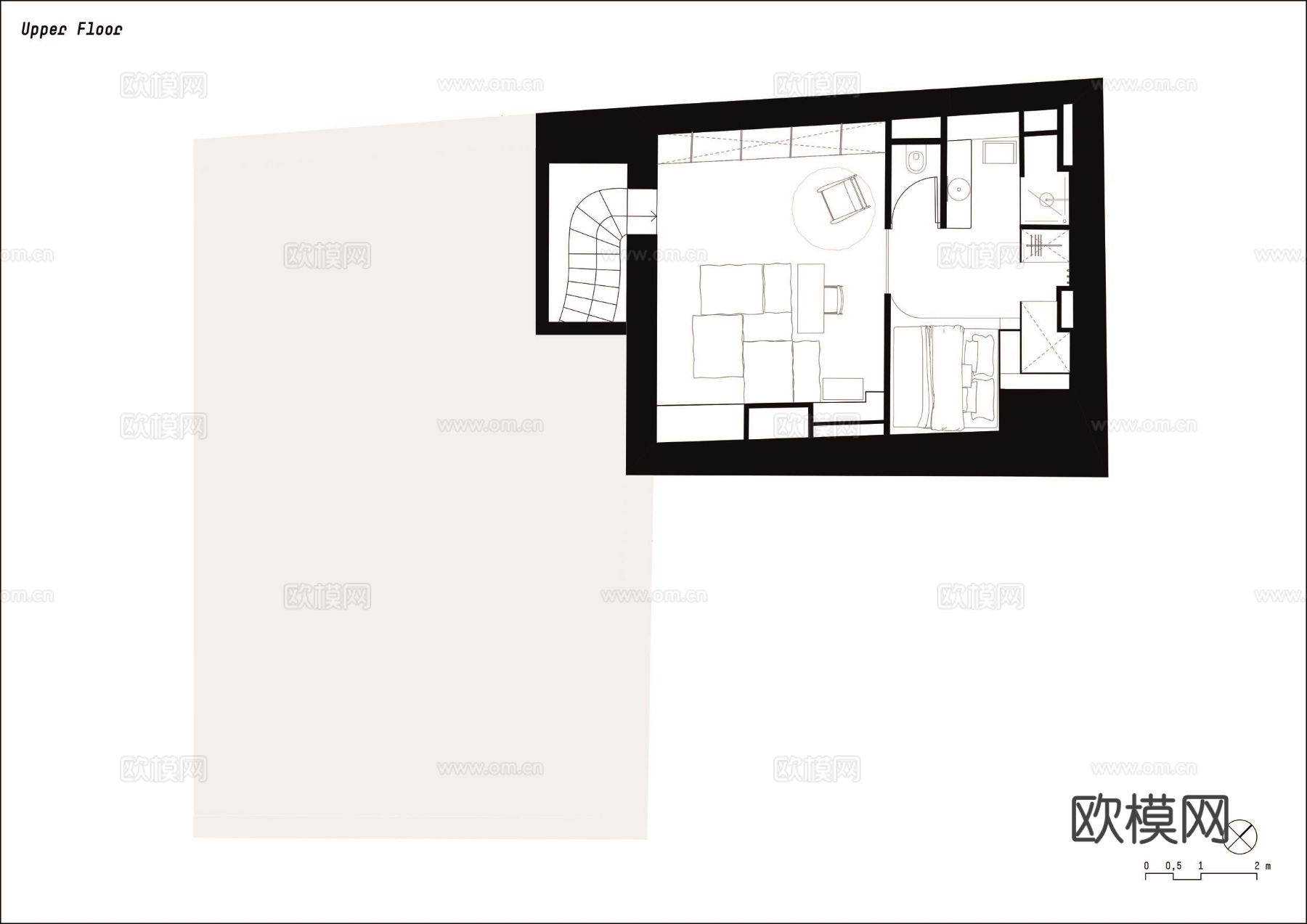 奶油风家装效果图客厅卧室餐厅 黑白灰极简效果图下载（渲染图17）