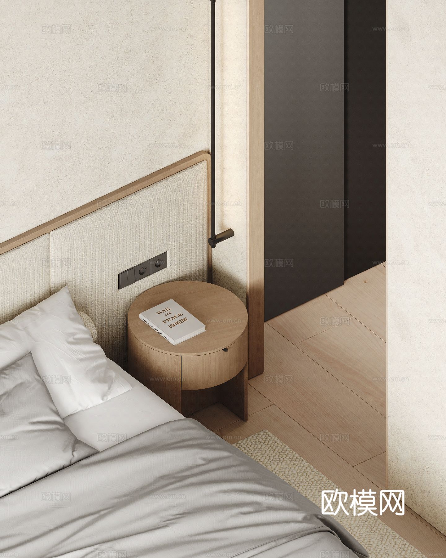 现代家装设计 客厅卧室餐厅 黑白灰 公寓效果图下载（渲染图5）