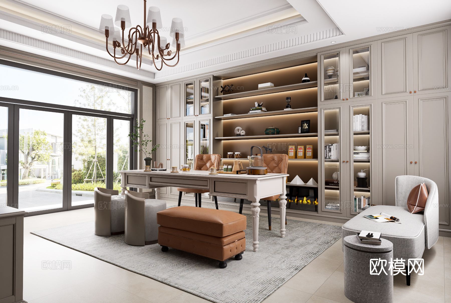 美式别墅空间效果图下载（渲染图3）