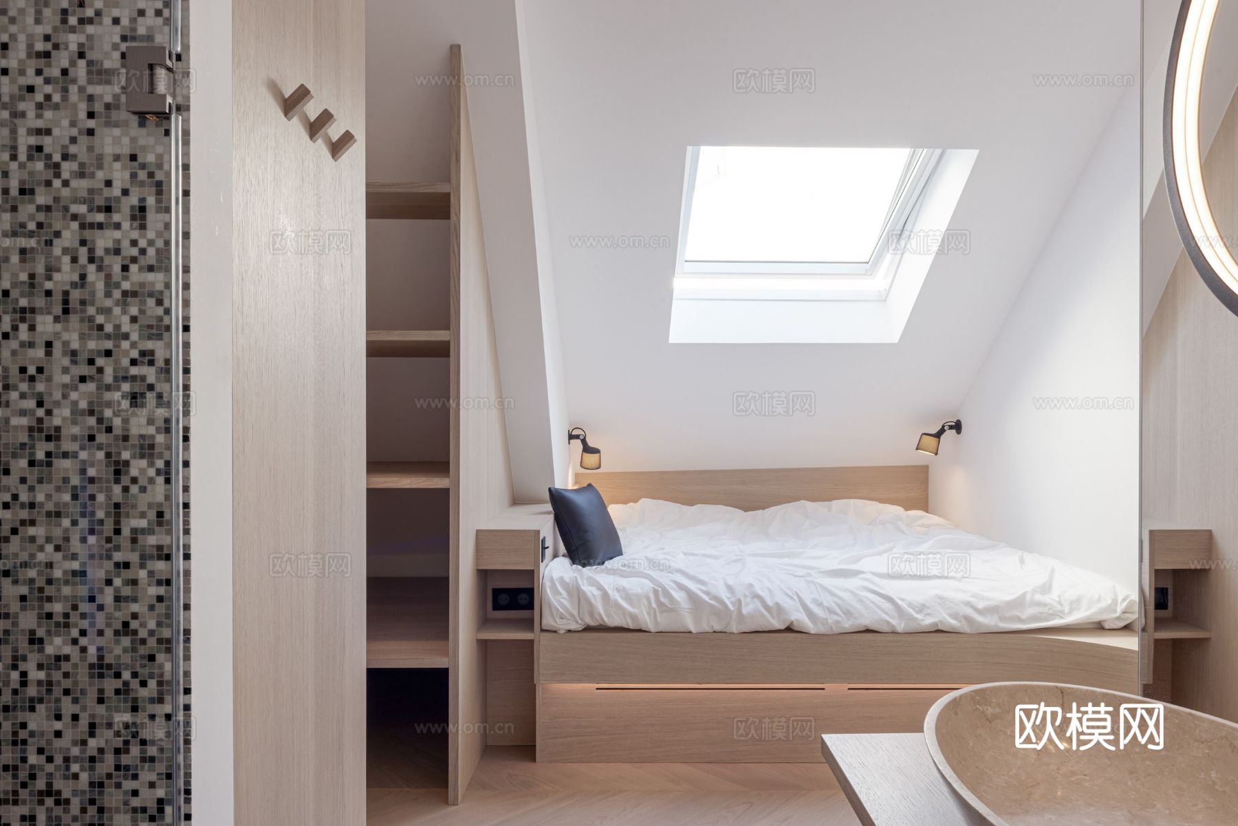 奶油风家装效果图客厅卧室餐厅 黑白灰极简效果图下载（渲染图14）