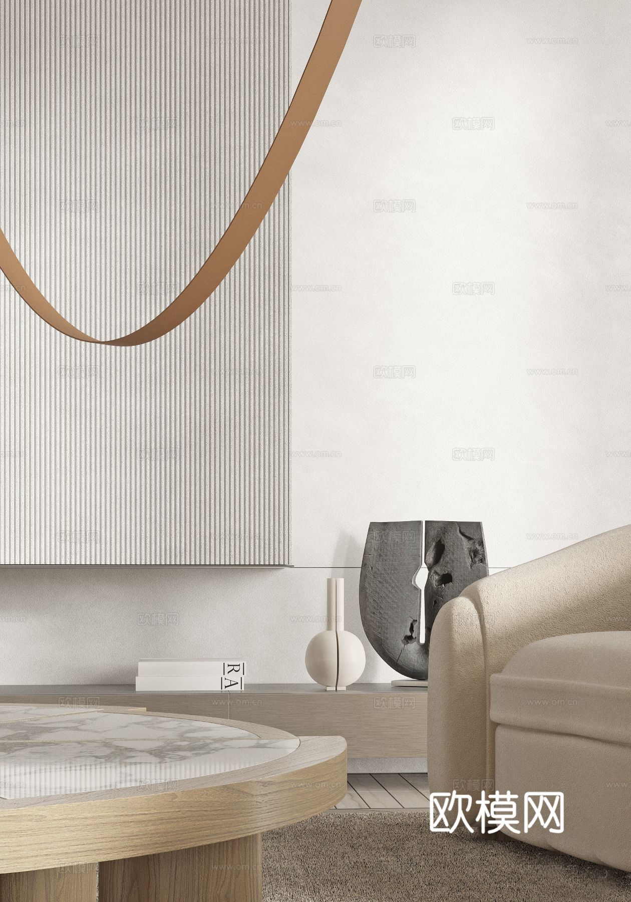 奶油风家装效果图 客厅卧室餐厅 黑白灰极简效果图下载（渲染图2）