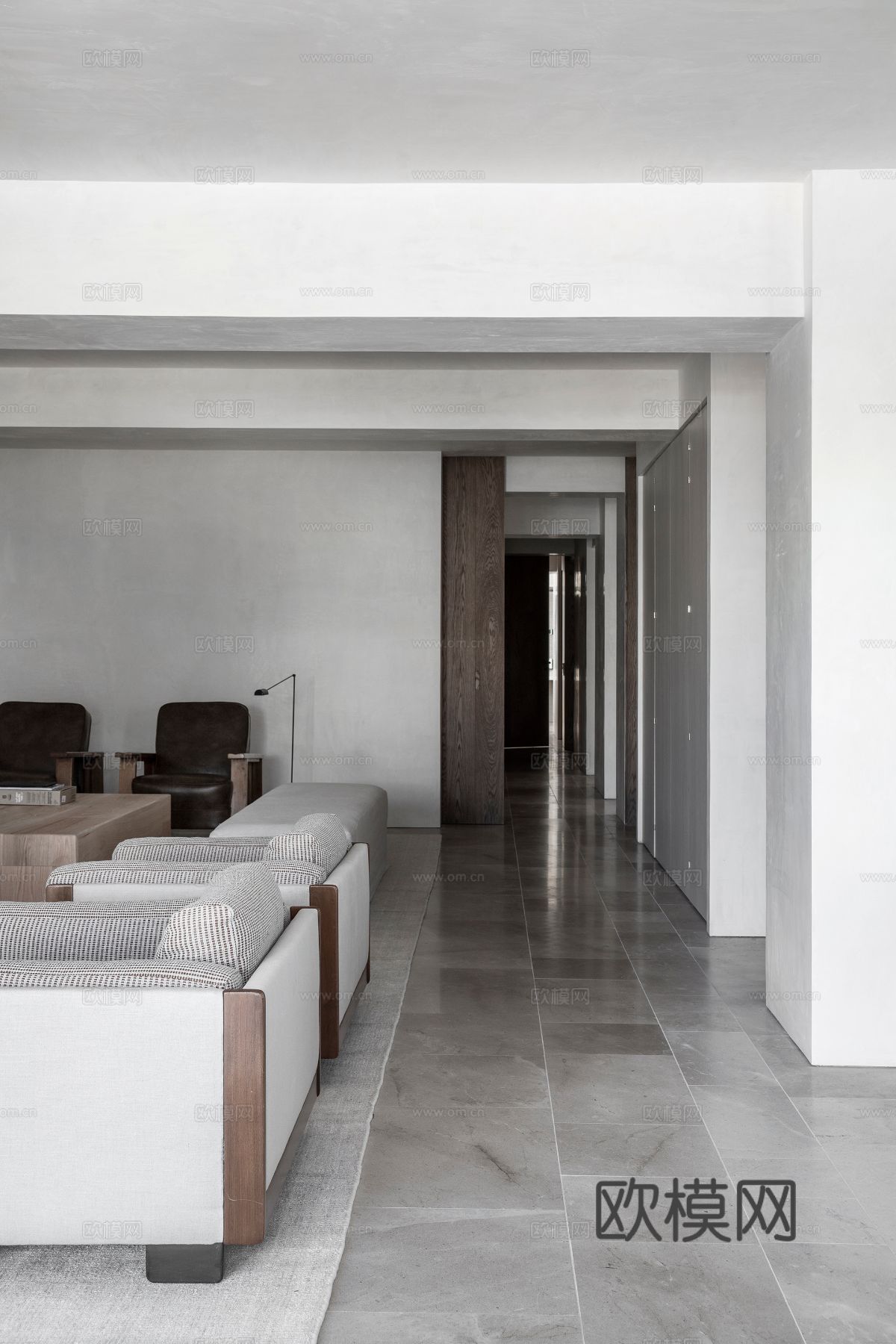 现代小户型简约家装效果图 客厅卧室餐厅 黑白灰效果图下载（渲染图5）