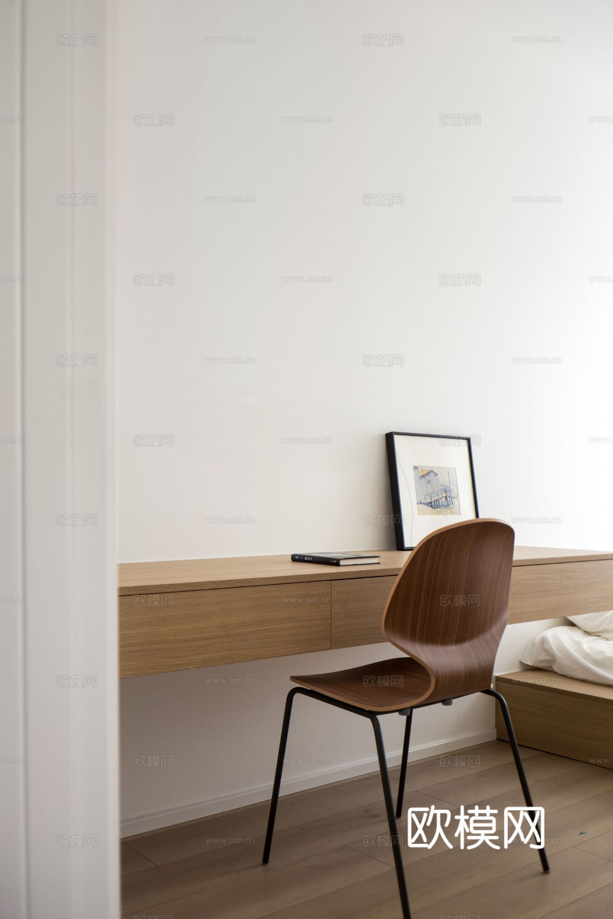 原木效果图客厅卧室餐厅 黑白灰极简效果图下载（渲染图3）