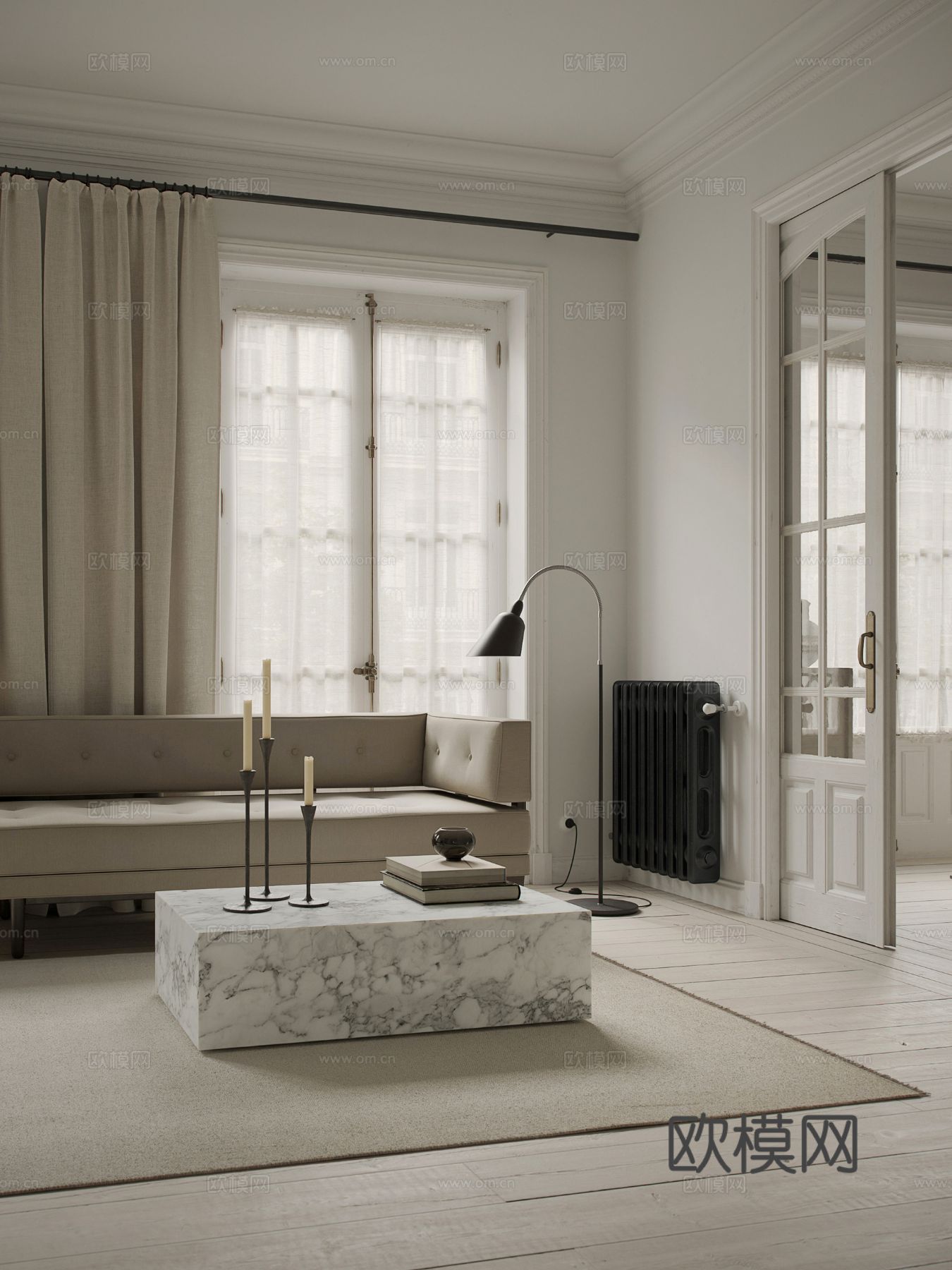 原木家装效果图 客厅卧室餐厅 黑白灰效果图下载（渲染图12）