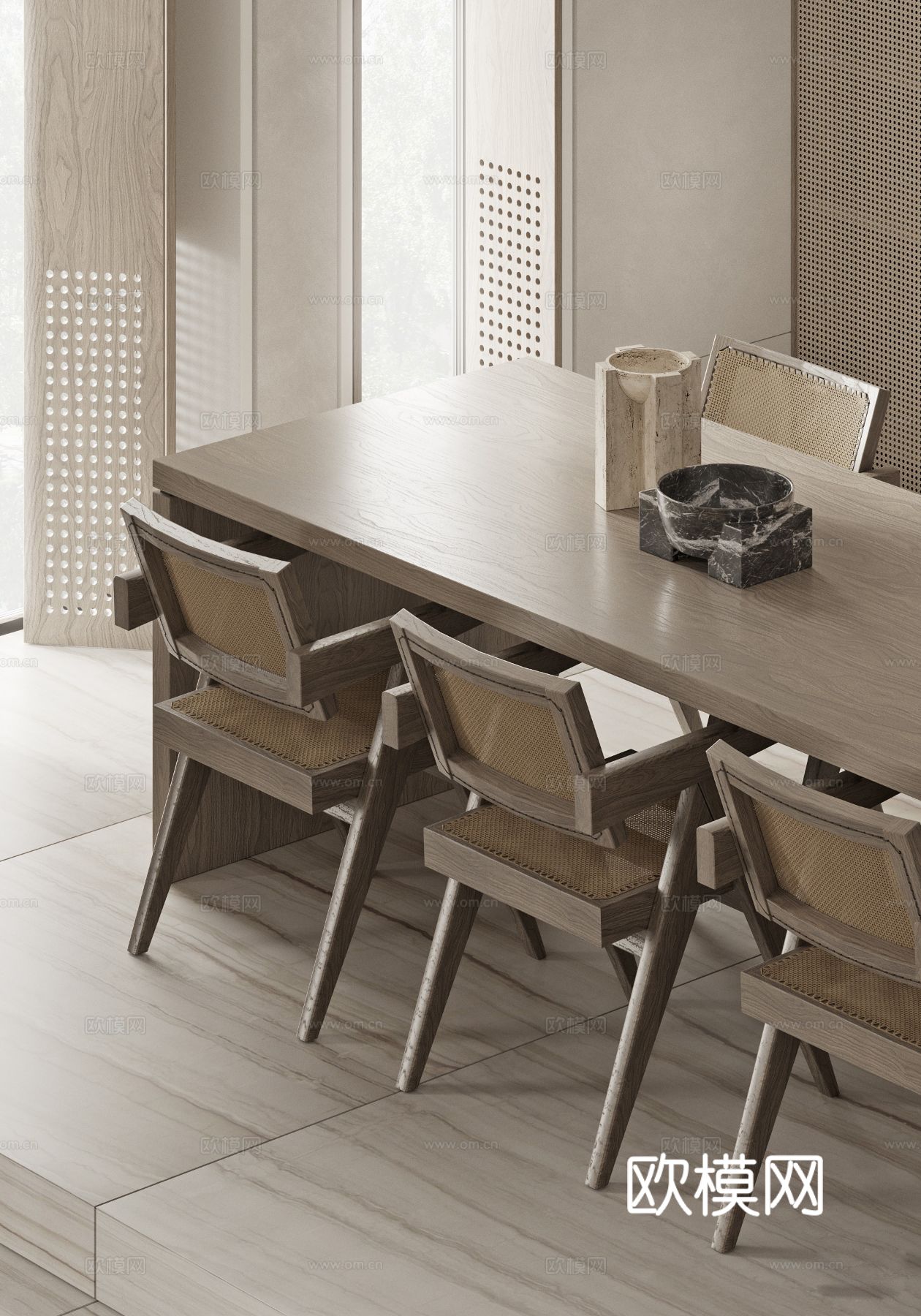 奶油风家装效果图 客厅卧室餐厅 黑白灰极简效果图下载（渲染图7）