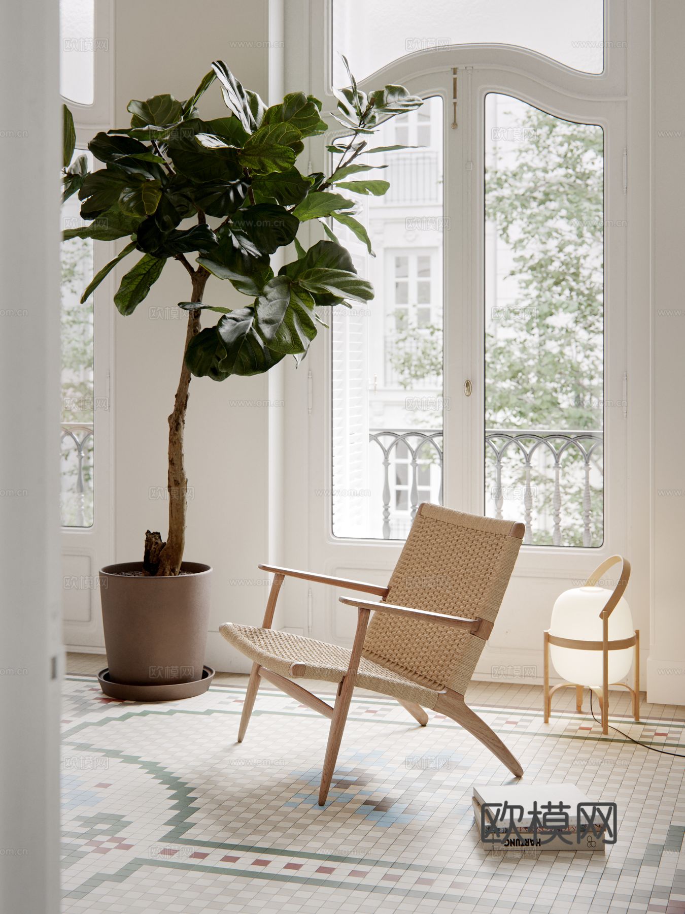 原木家装效果图 客厅卧室餐厅 黑白灰效果图下载（渲染图11）