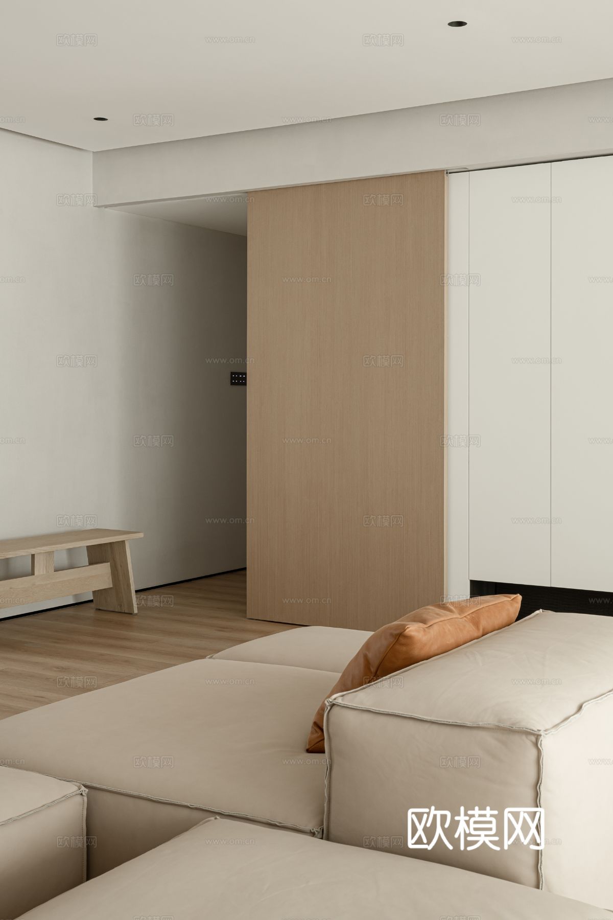 现代家装效果图 客厅卧室餐厅 高级黑白灰效果图下载（渲染图6）