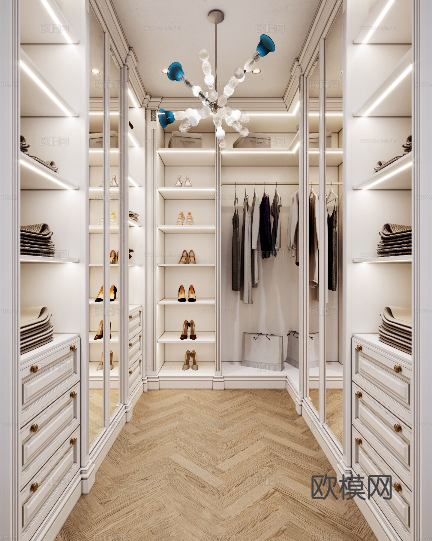 现代奶油风家装效果图客厅卧室餐厅 黑白灰极简效果图下载（渲染图12）