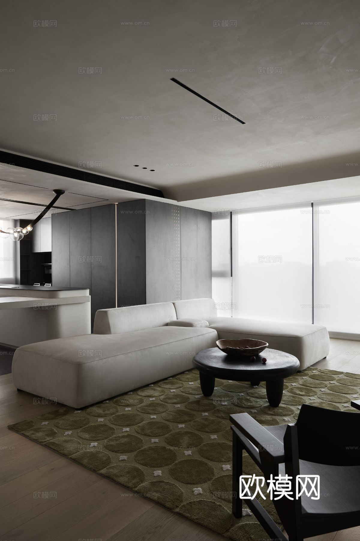 玩代家装效果图 客厅卧辜餐厅 高级黑自灰效果图下载（渲染图6）