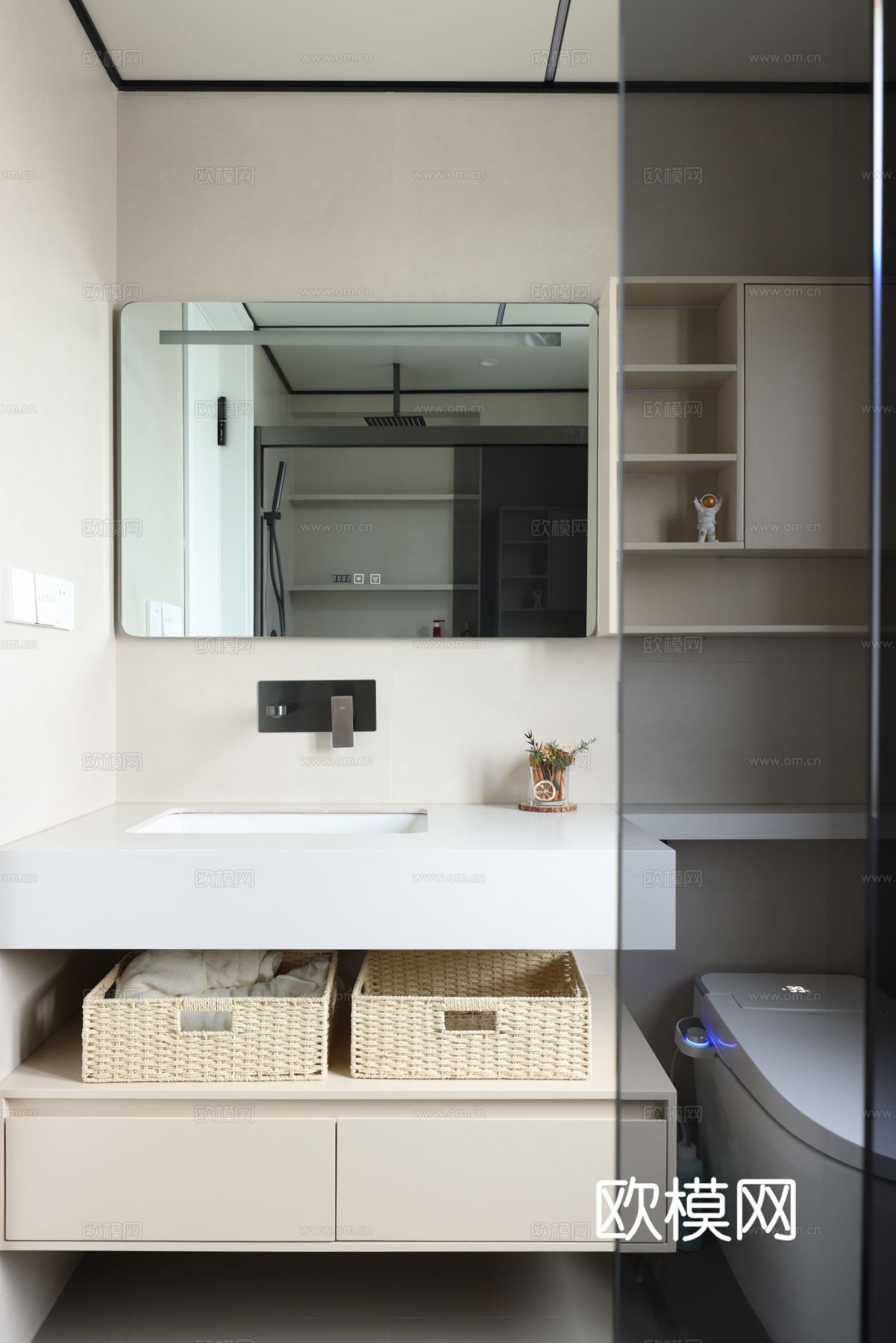 奶油风家装设计 客厅卧室餐厅 黑白灰 公寓效果图下载（渲染图9）