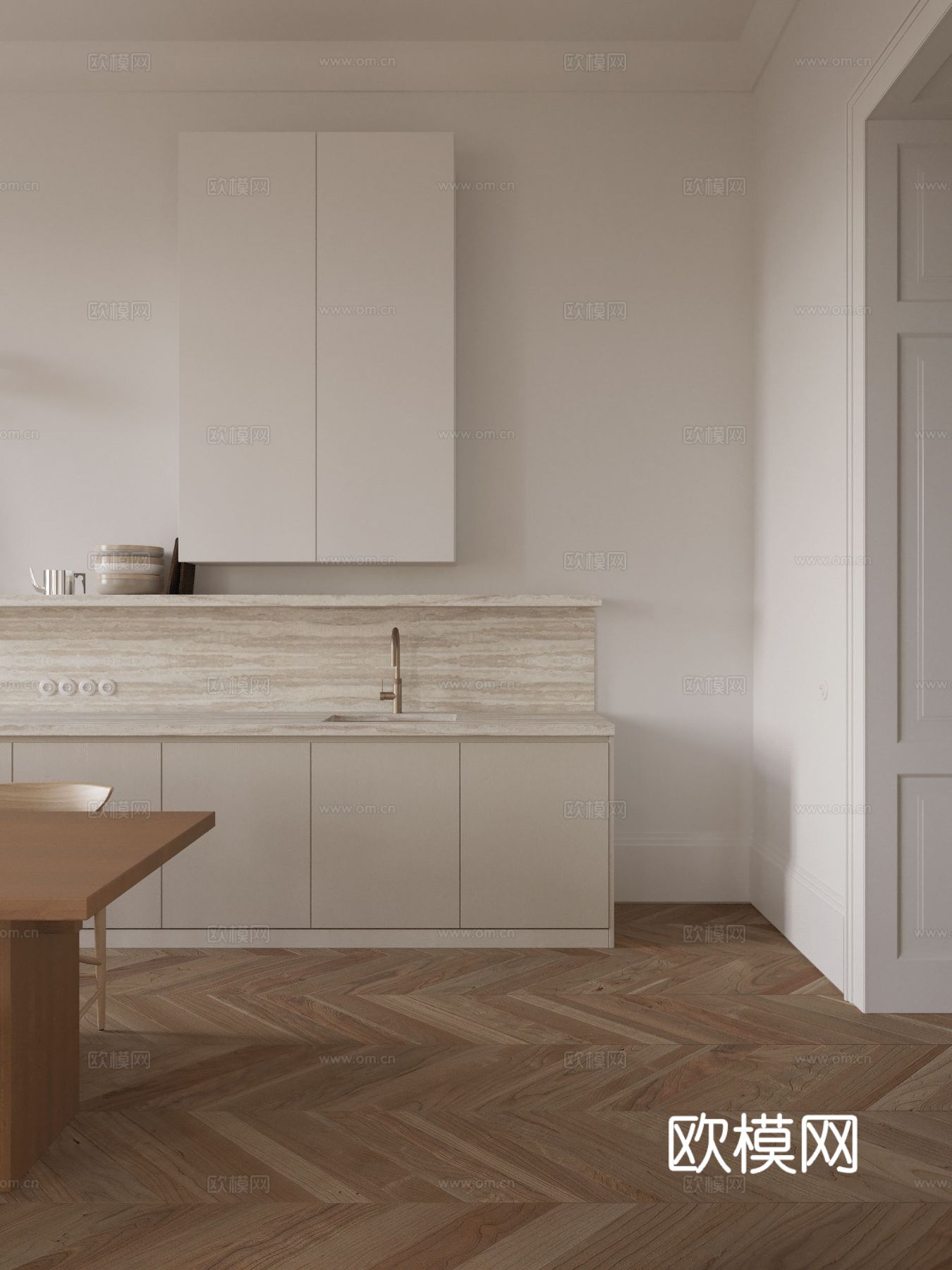 现代奶油风家装效果图客厅卧室餐厅 黑白灰极简效果图下载（渲染图6）