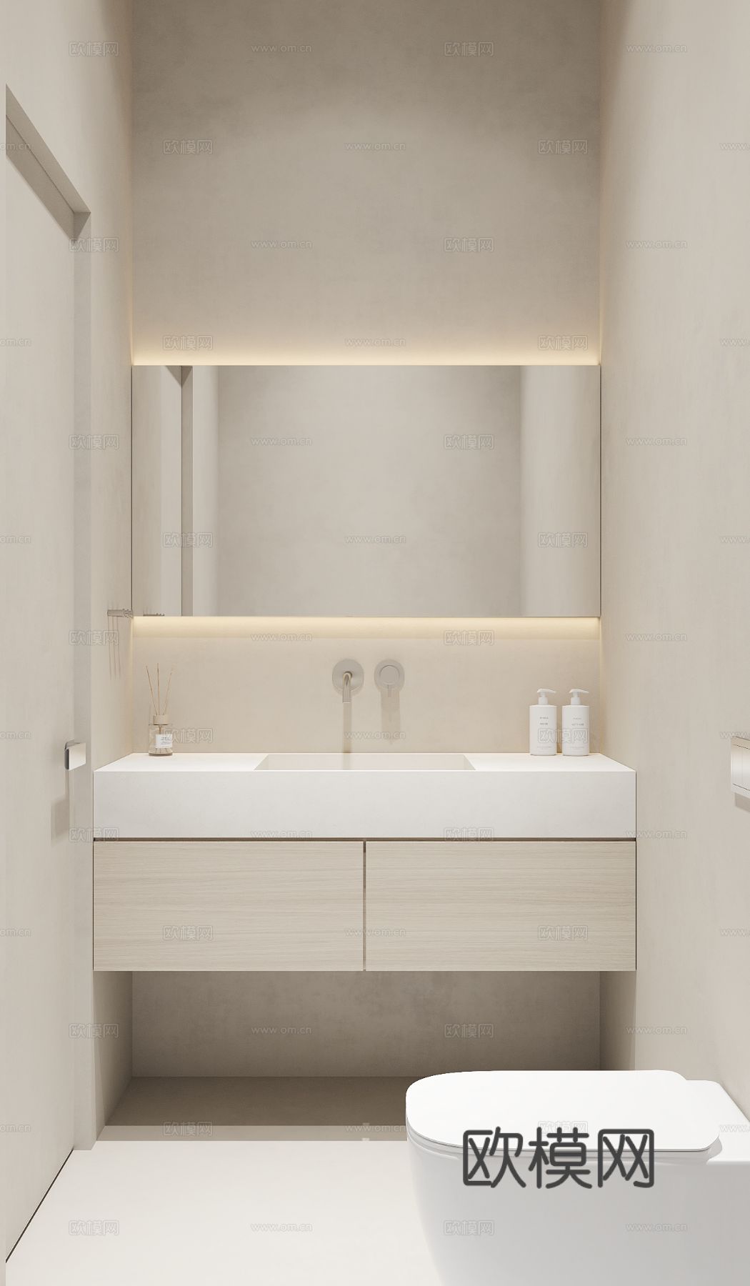 现代奶油风家装效果图客厅卧室餐厅 黑白灰极简效果图下载（渲染图9）