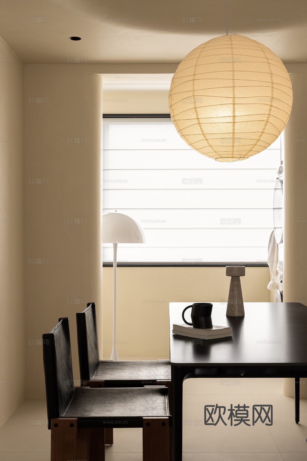 奶油风设计 客厅卧室餐厅 黑白灰 公寓效果图效果图下载（渲染图11）