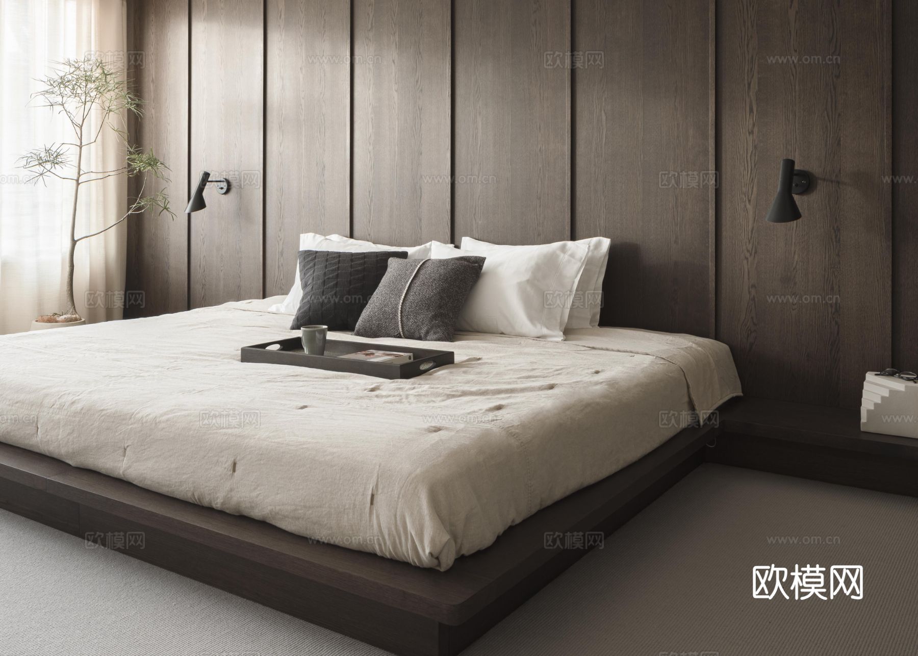 现代家装设计 客厅卧室餐厅 黑白灰 公寓效果图下载（渲染图8）